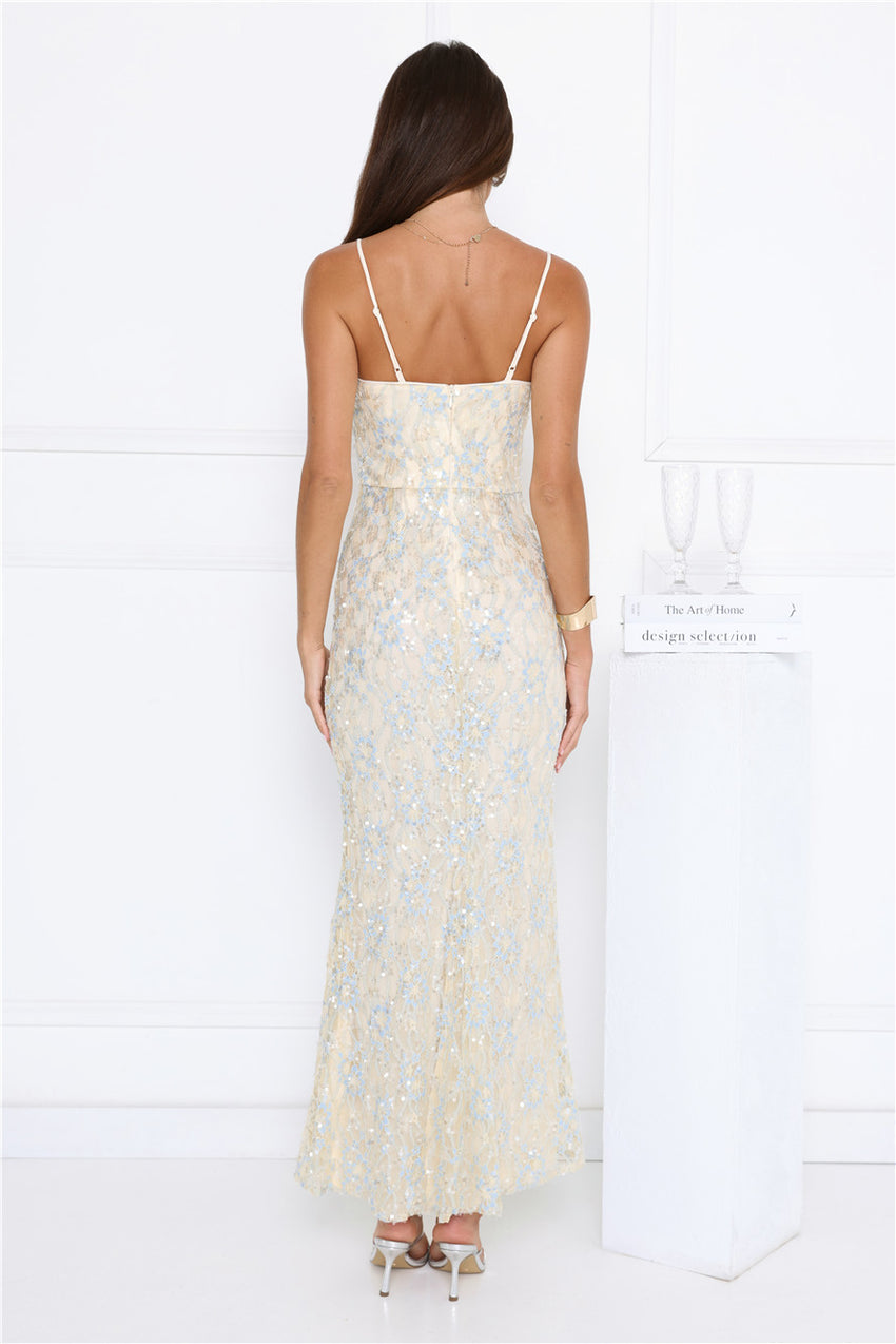 She's Always Right Lace Maxi Dress Yellow