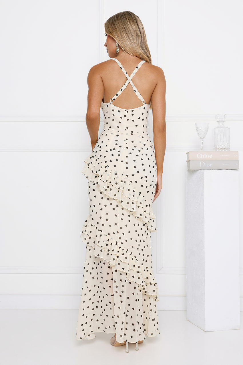 Trends To Come Polka Dot Maxi Dress Cream