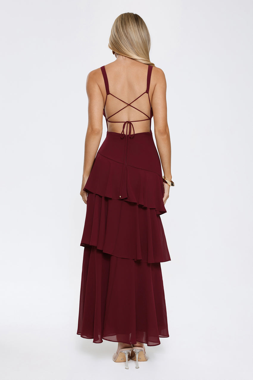 Happy Vibes Maxi Dress Wine