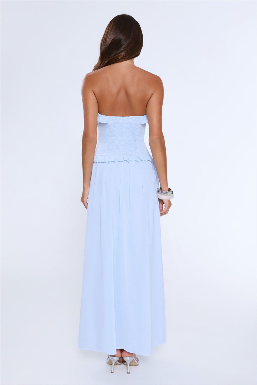 Hour Whispers Strapless Maxi Dress Blue