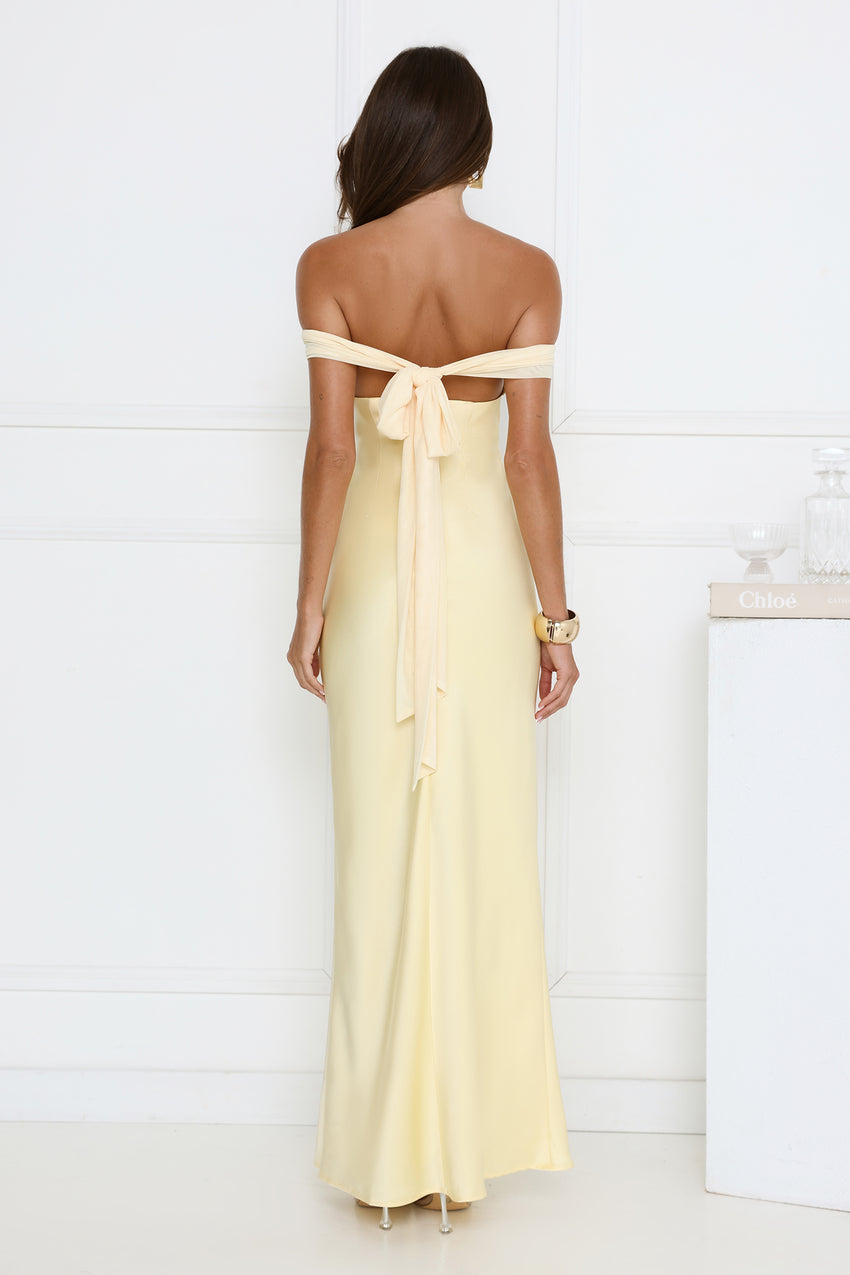 The Sophisticate Off Shoulder Maxi Dress Yellow