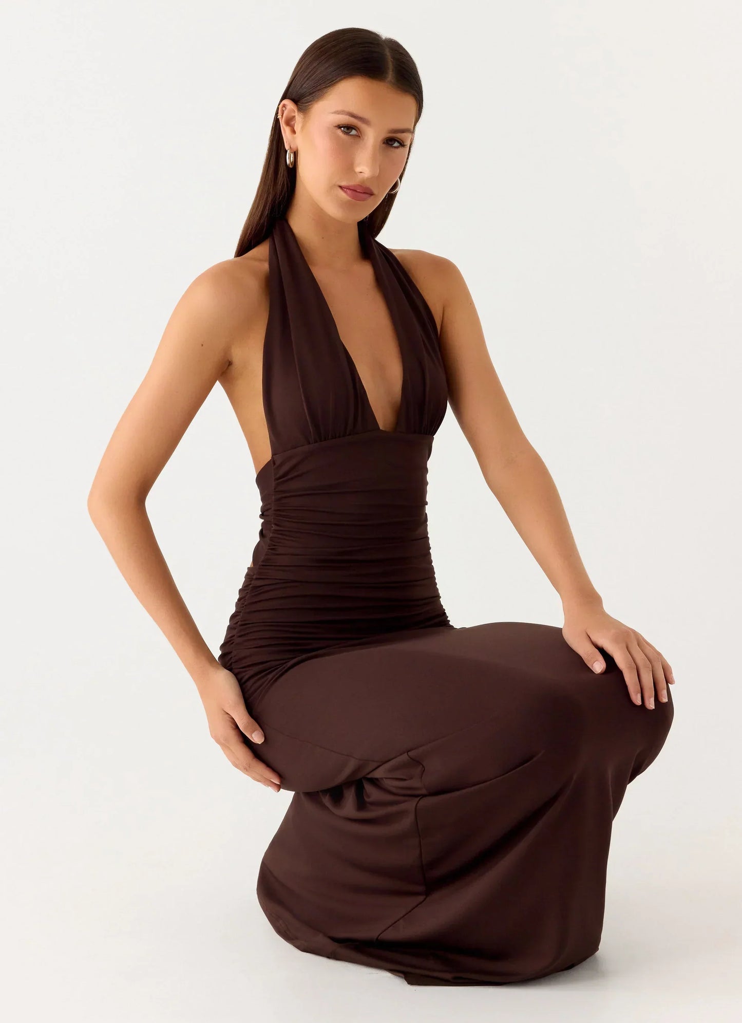 Ilaria Halter Maxi Dress - Chocolate
