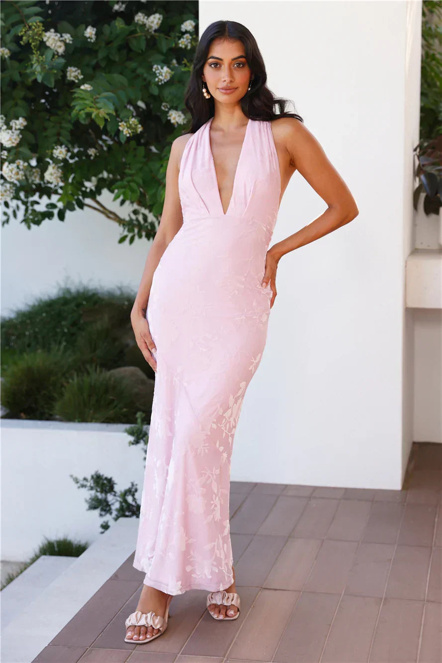 Shallow Love Halter Maxi Dress Black