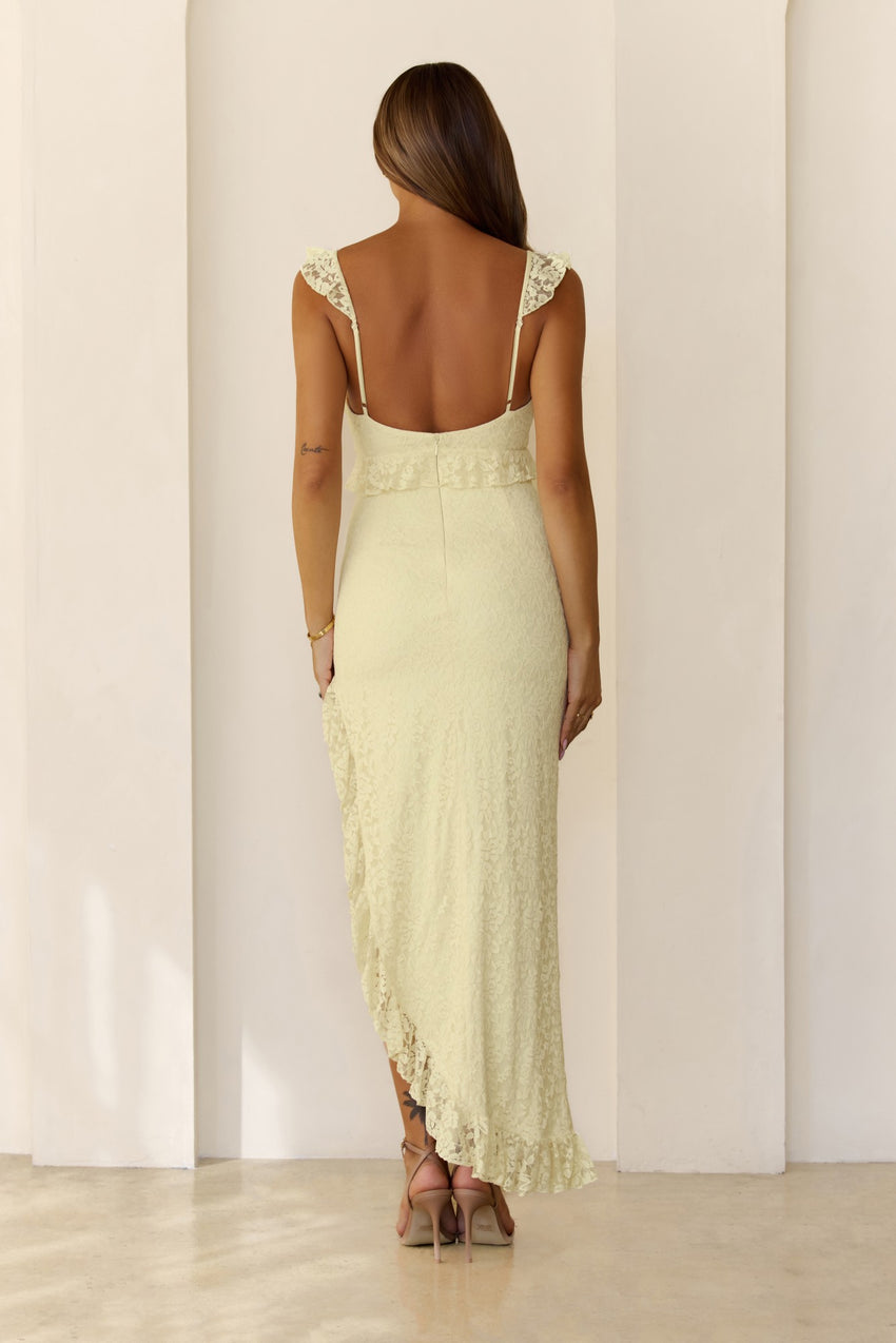 Enchanted By You Lace Midi Dress Yellow