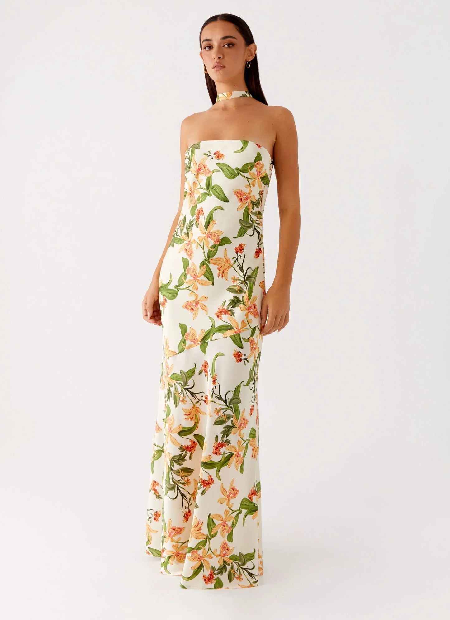 Damali Satin Maxi Dress - Floral Print