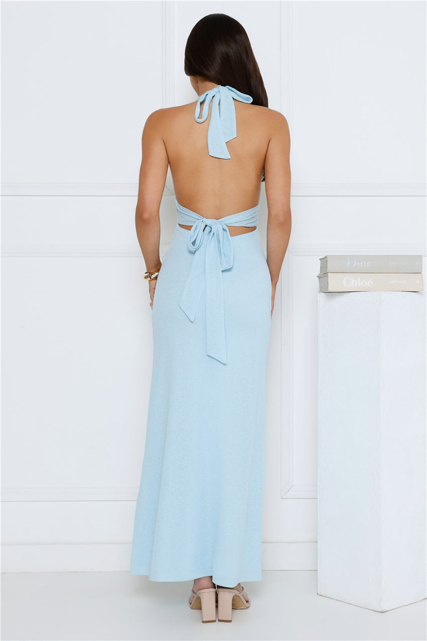 Palm Avenue Halter Maxi Dress Blue