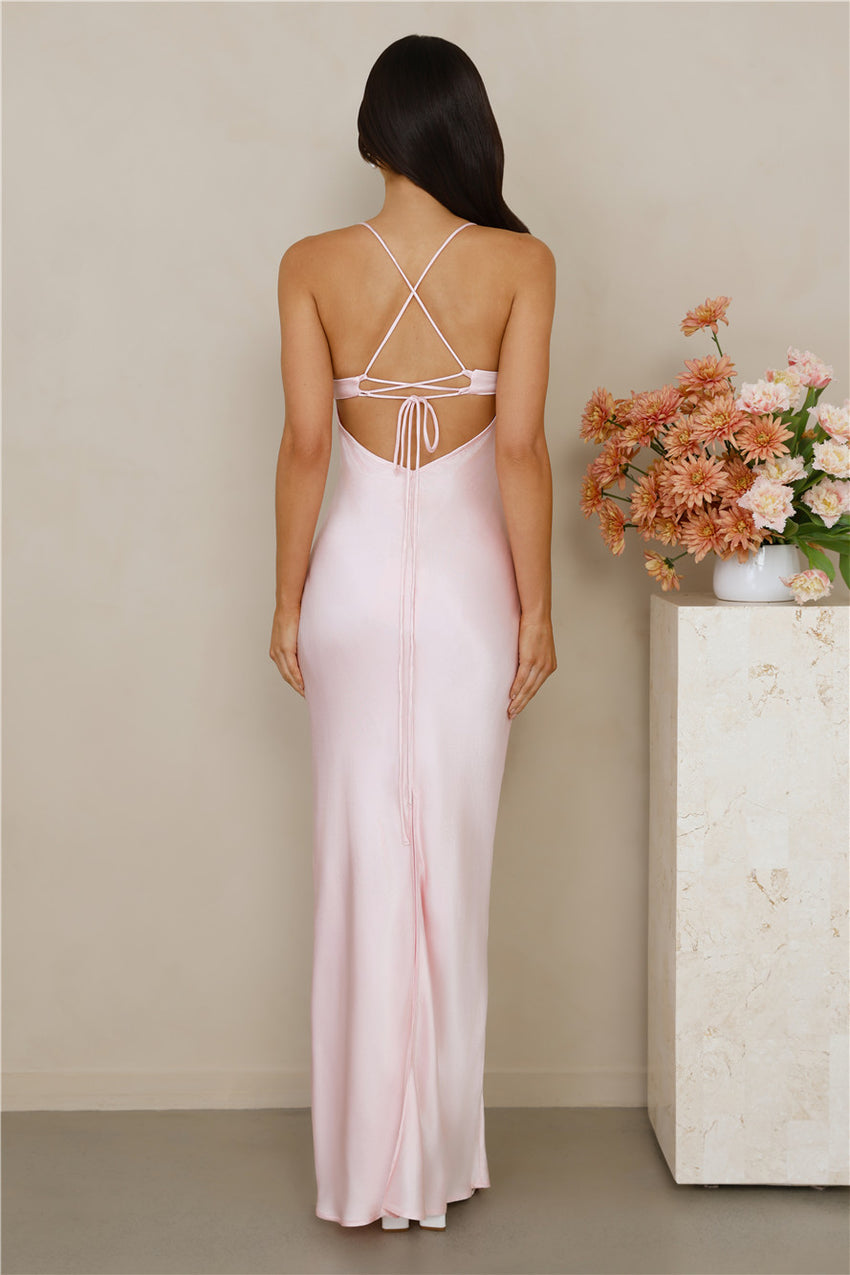 The Samara Satin Maxi Dress Pink