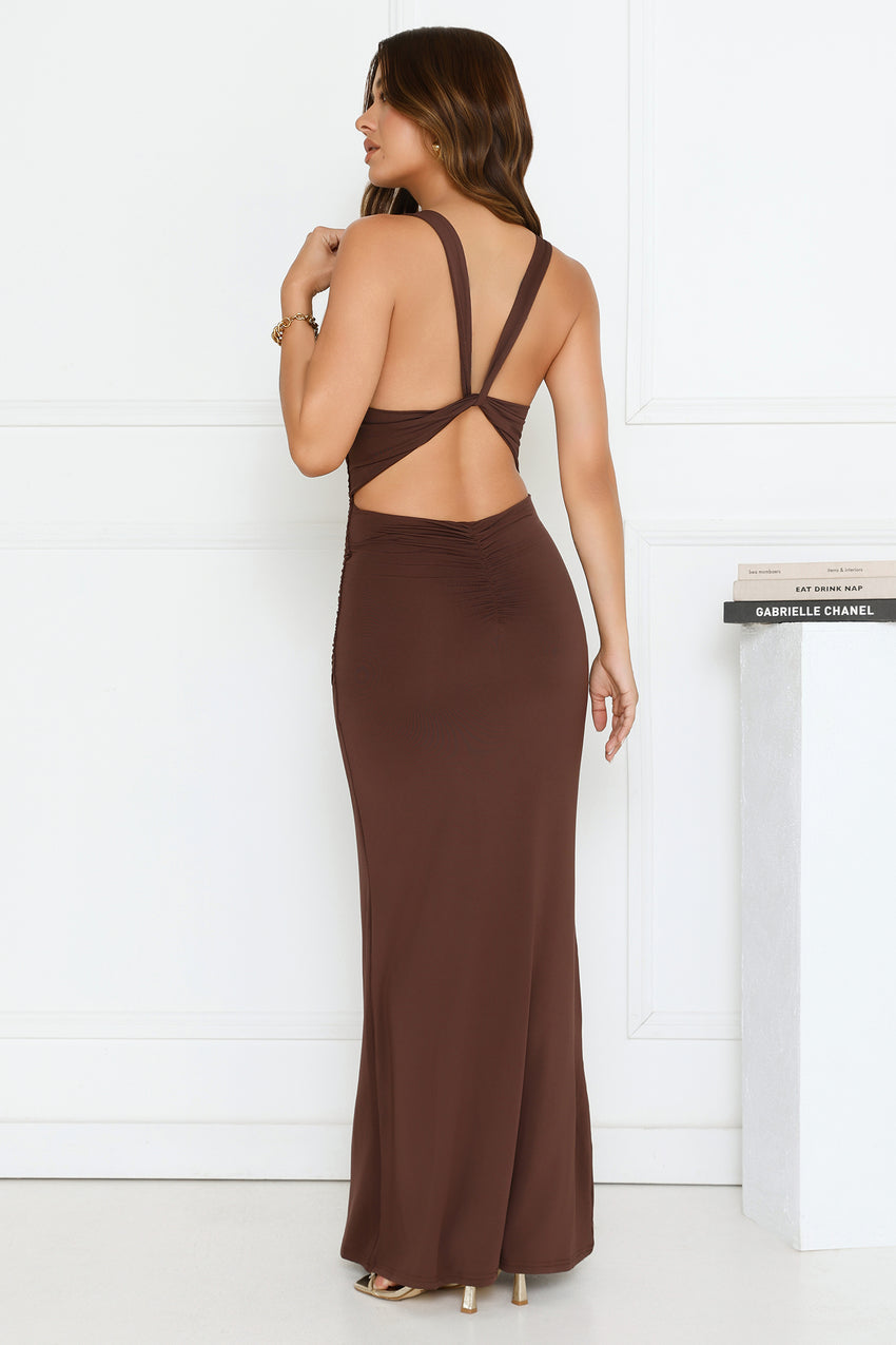 Sultry Stare Maxi Dress Brown
