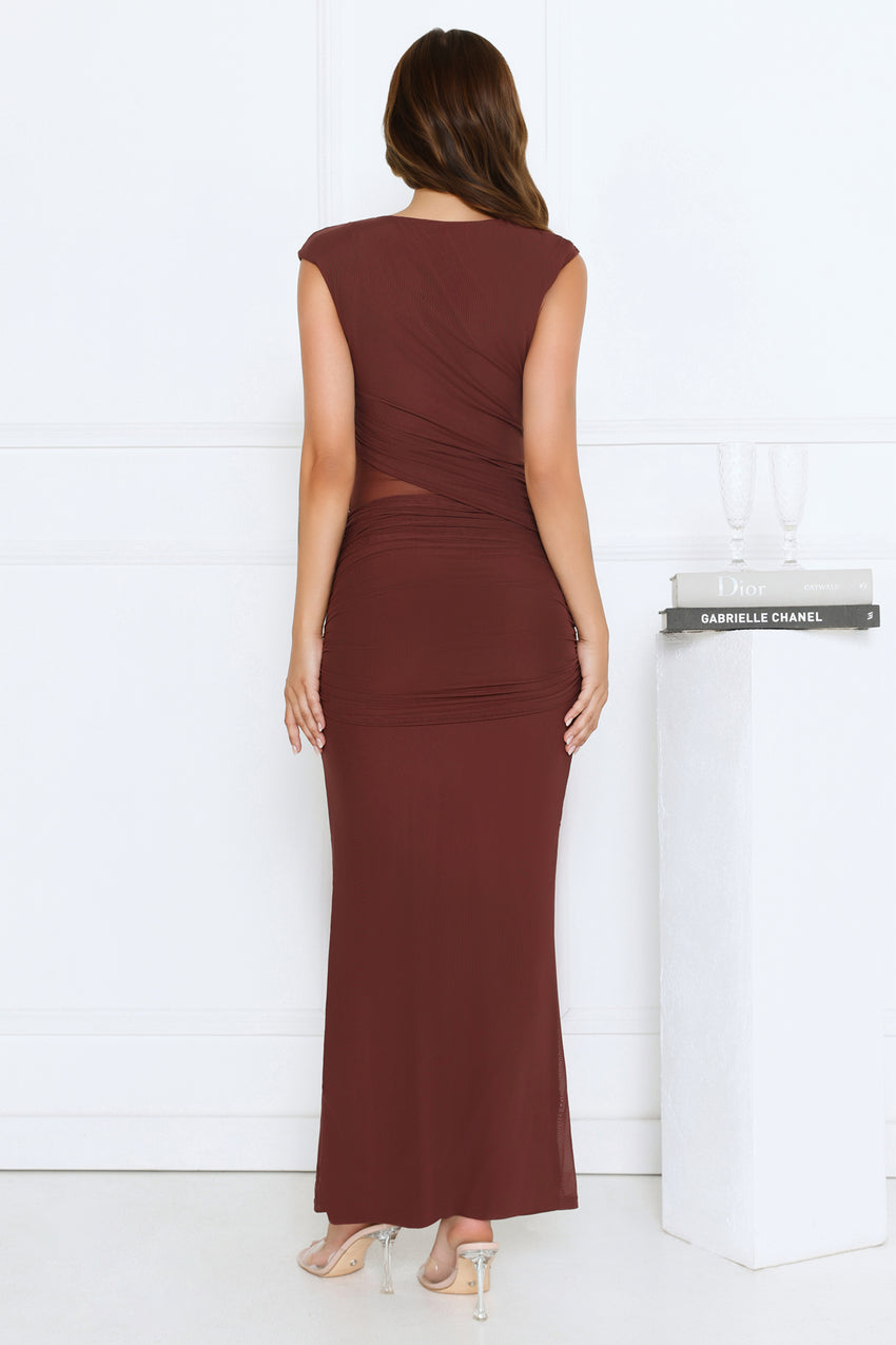 Glow Getter Hour Mesh Maxi Dress Brown