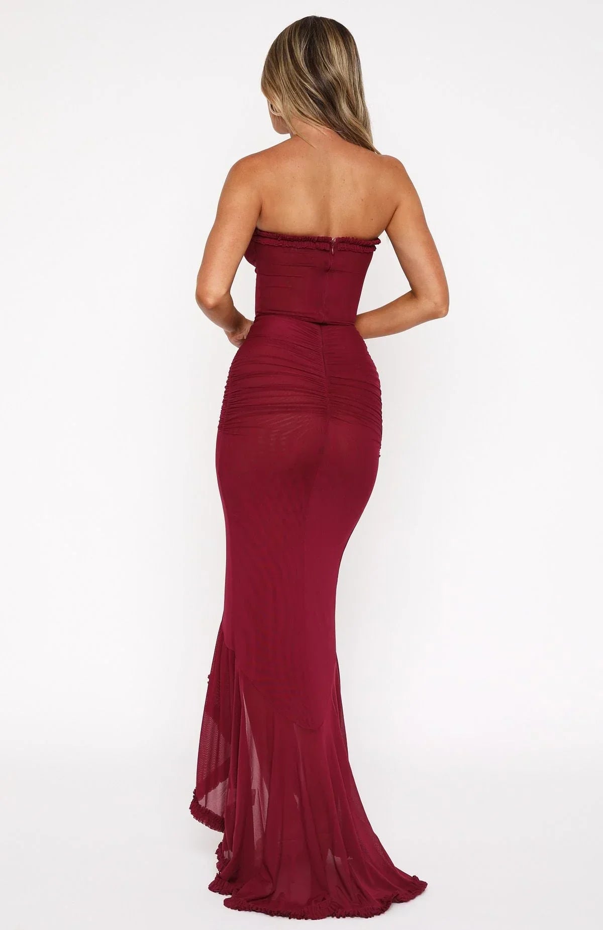 Burgundy Mesh Muse Maxi Dress
