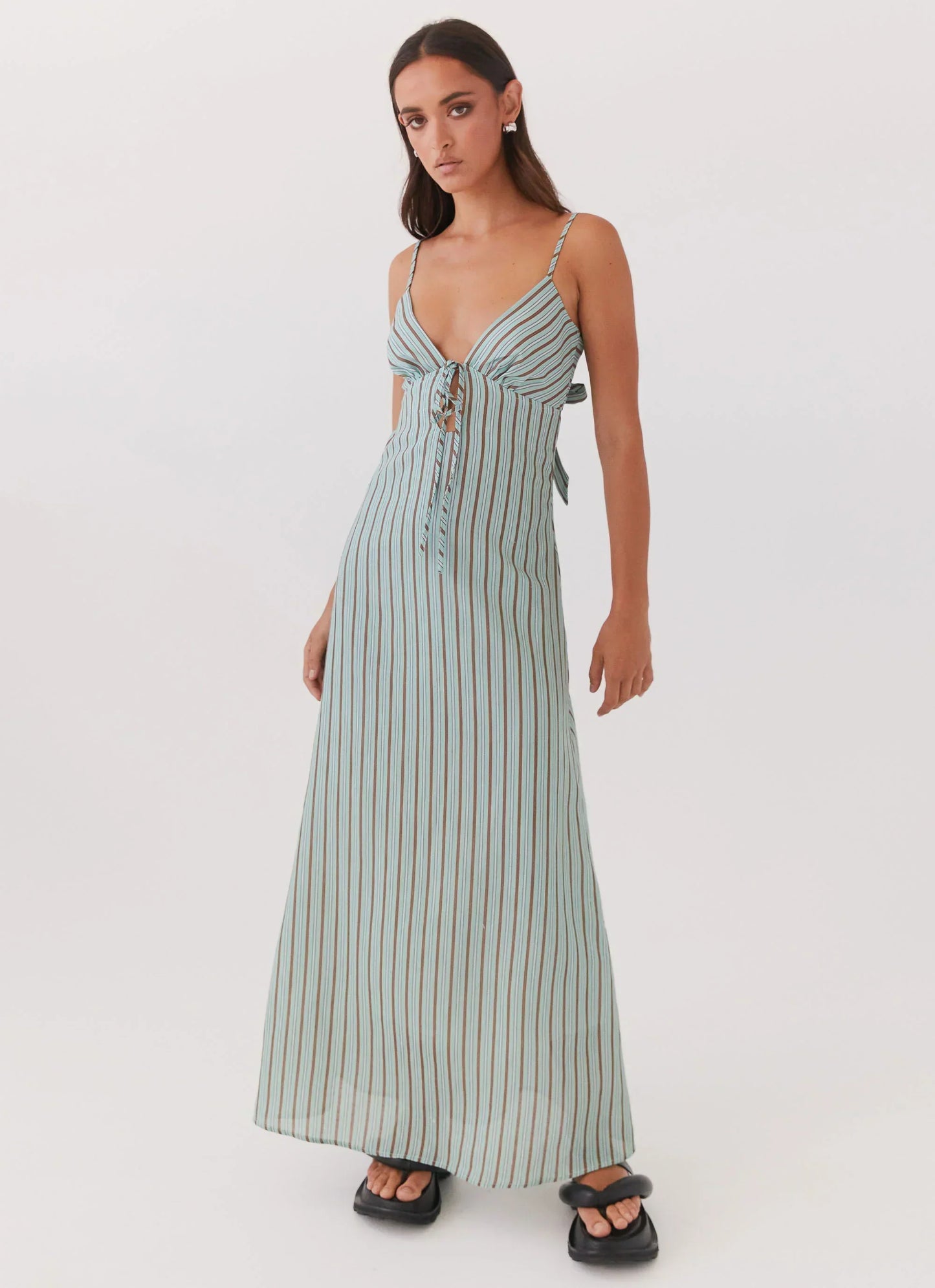 Flora Linen Maxi Dress - Coastal Stripe