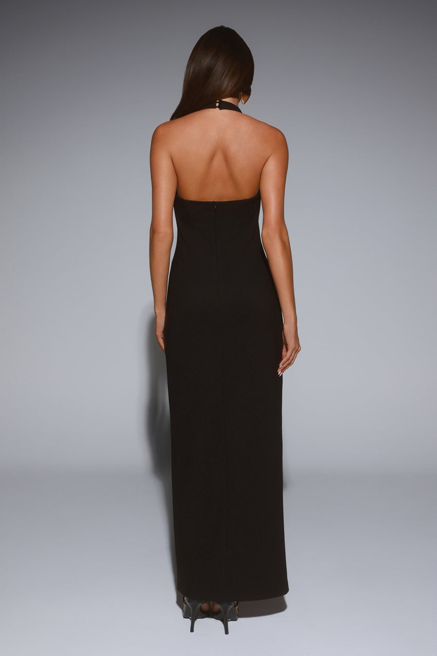 Too Hot To Miss Halter Maxi Dress Black