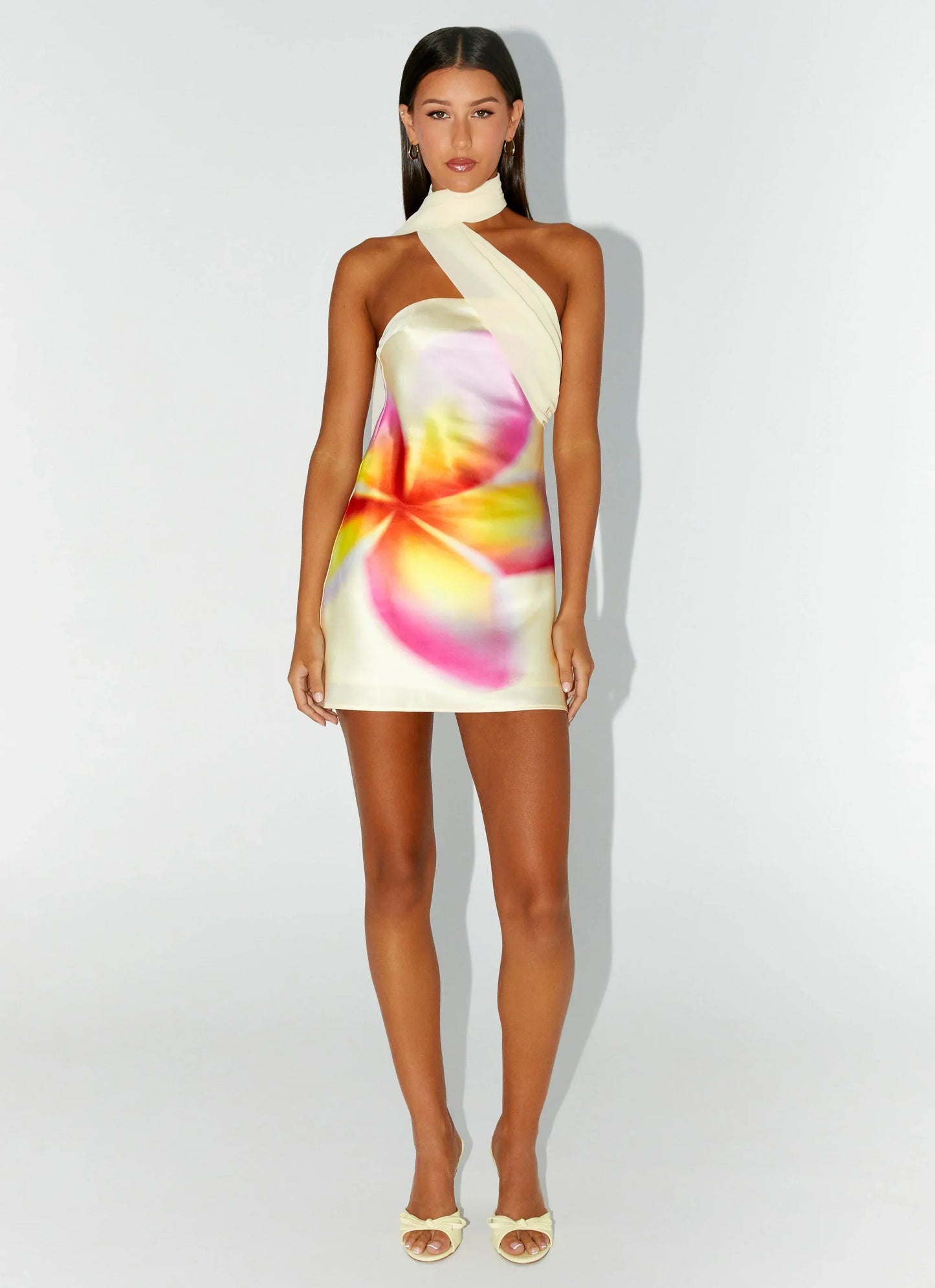 Isa Satin Mini Dress Yellow