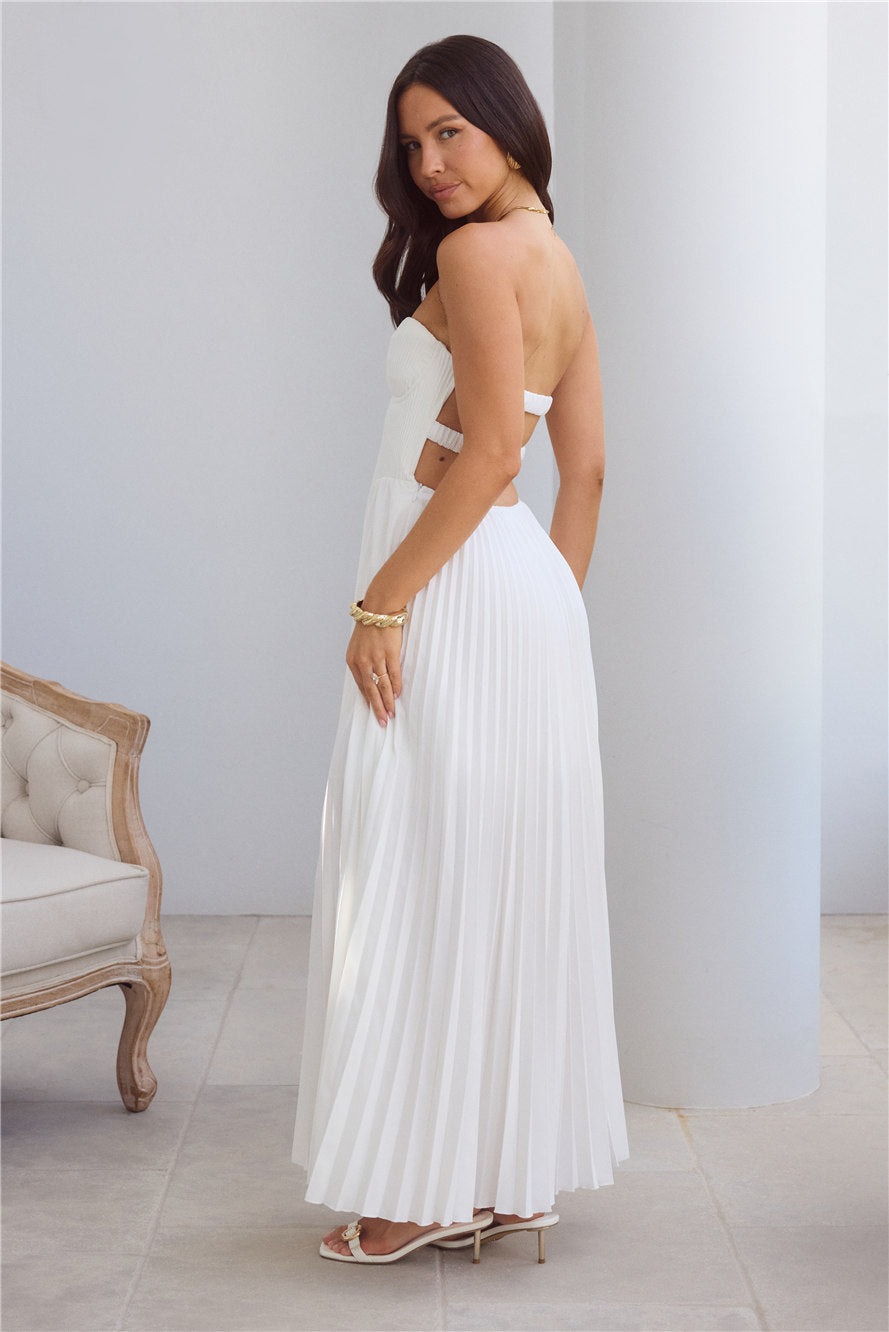 Do Not Disturb Strapless Maxi Dress White
