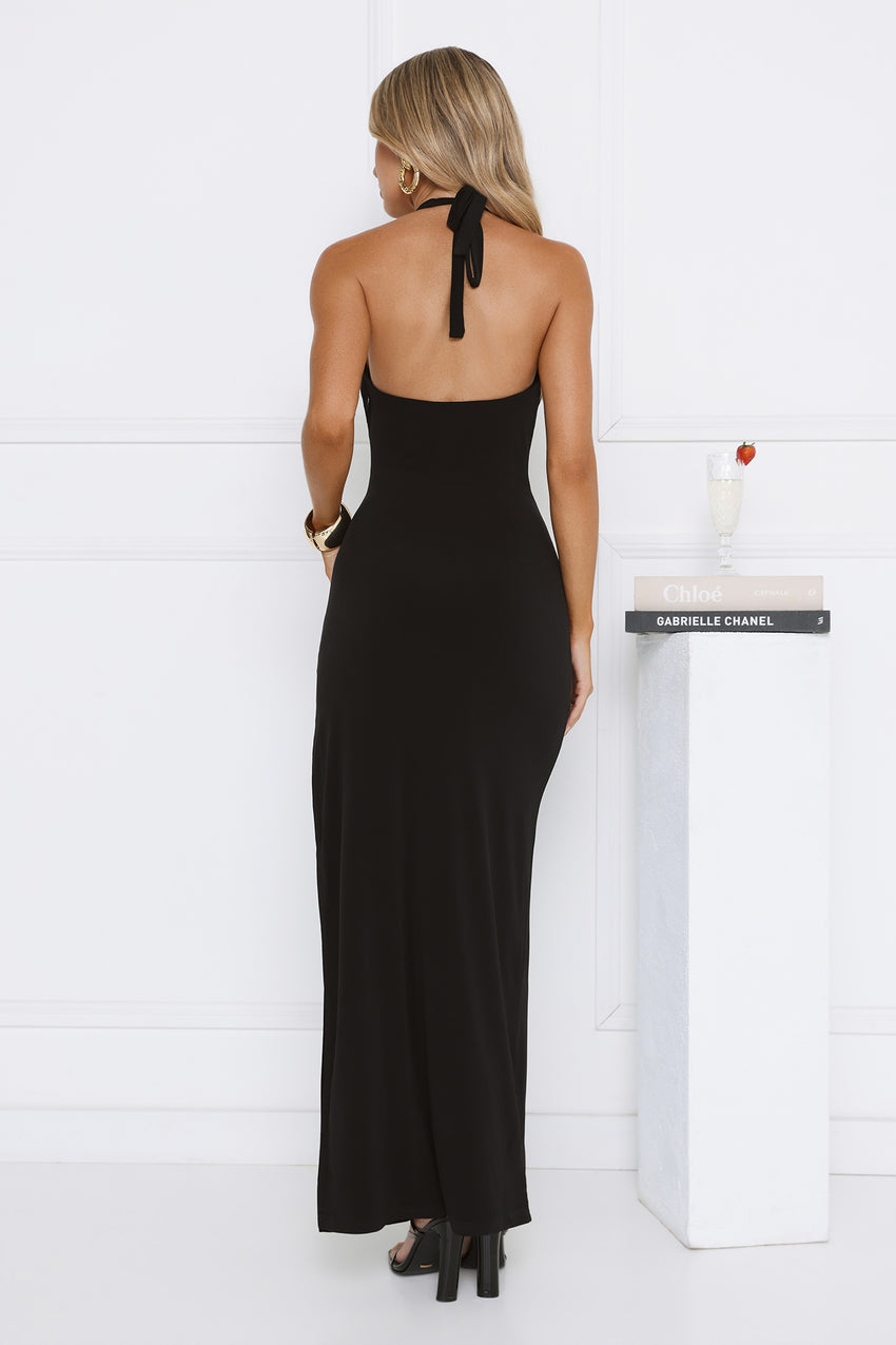 Wardrobe Elevated Halter Maxi Dress Black