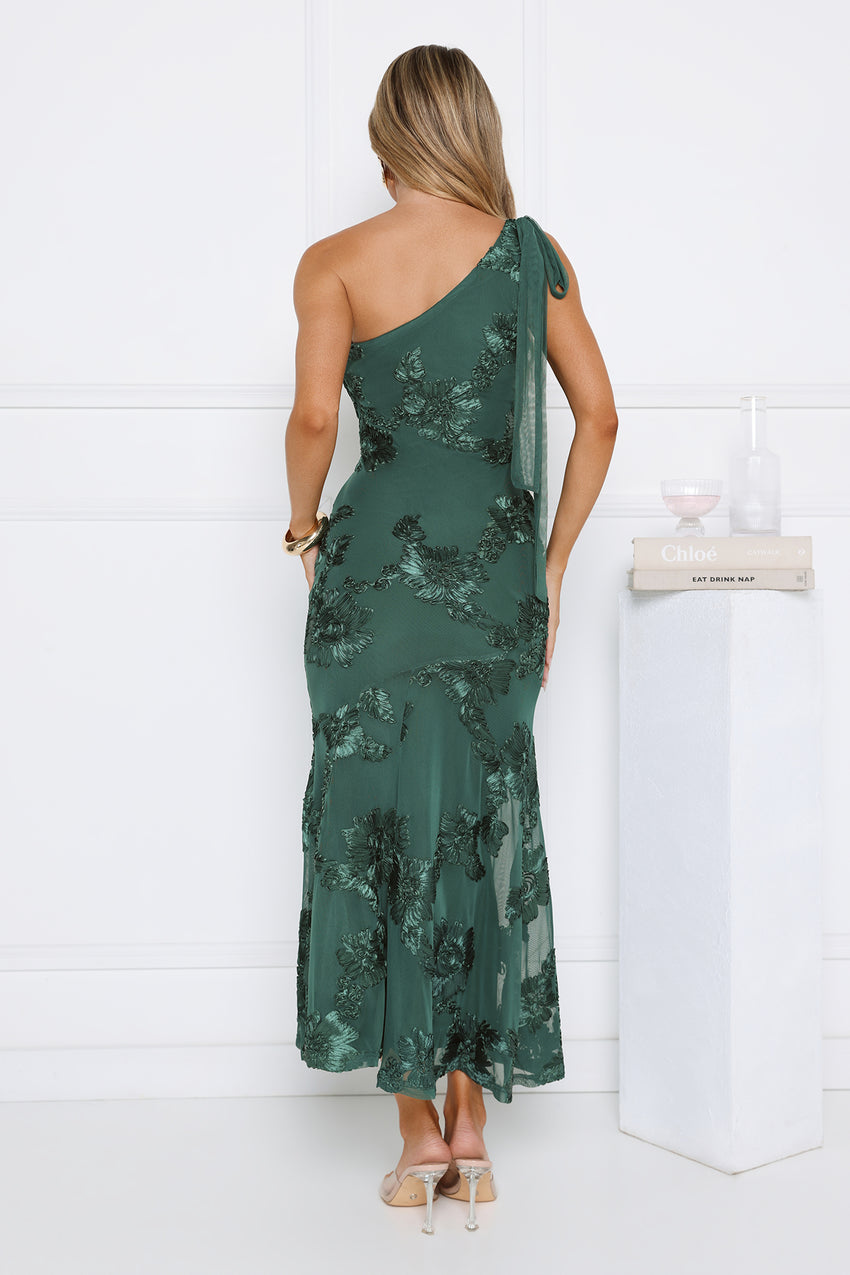 Tender Muse One Shoulder Maxi Dress Teal
