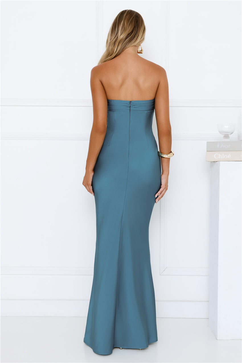 Silken Aurora Strapless Maxi Dress Teal