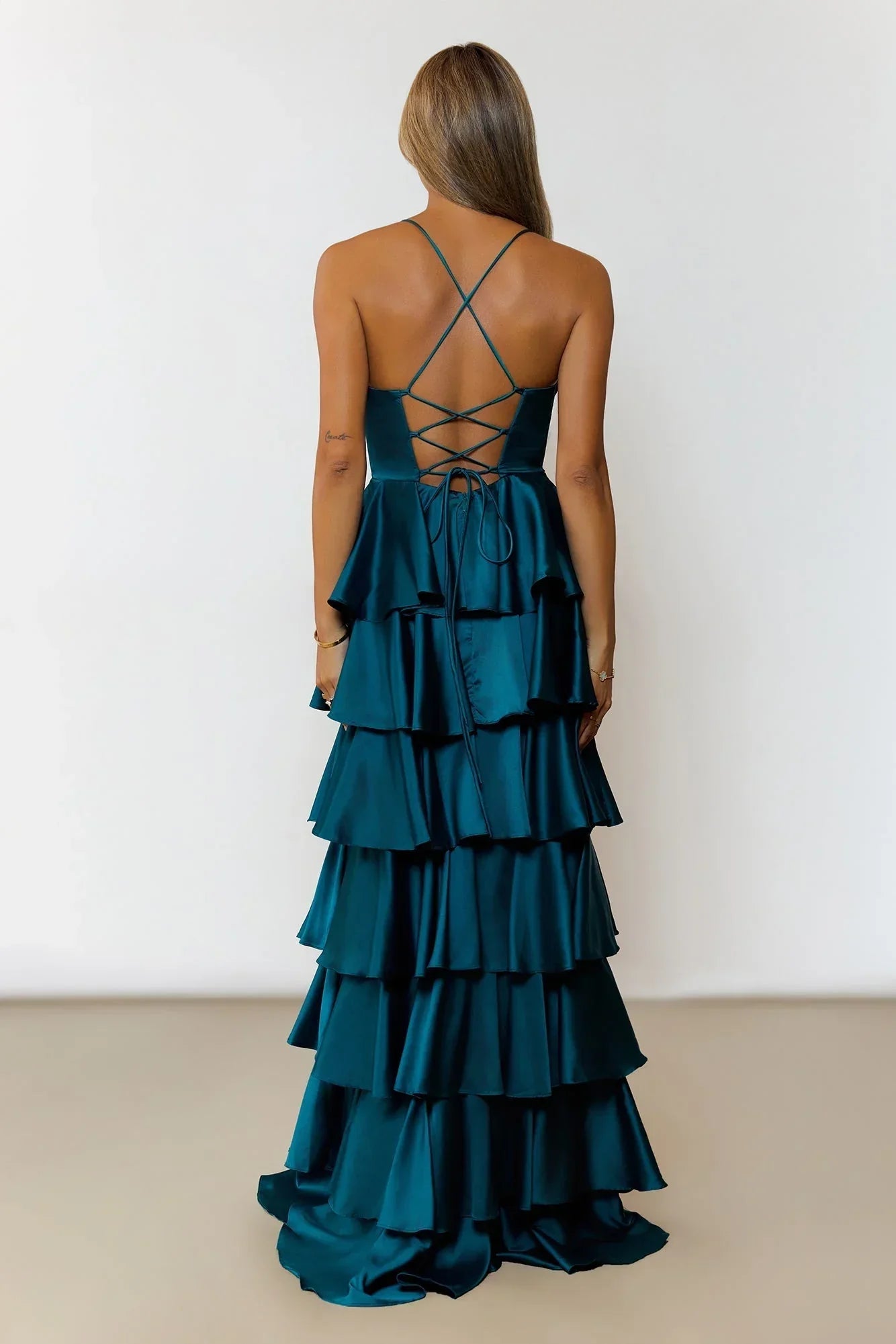 Emerald Satin Maxi Dress