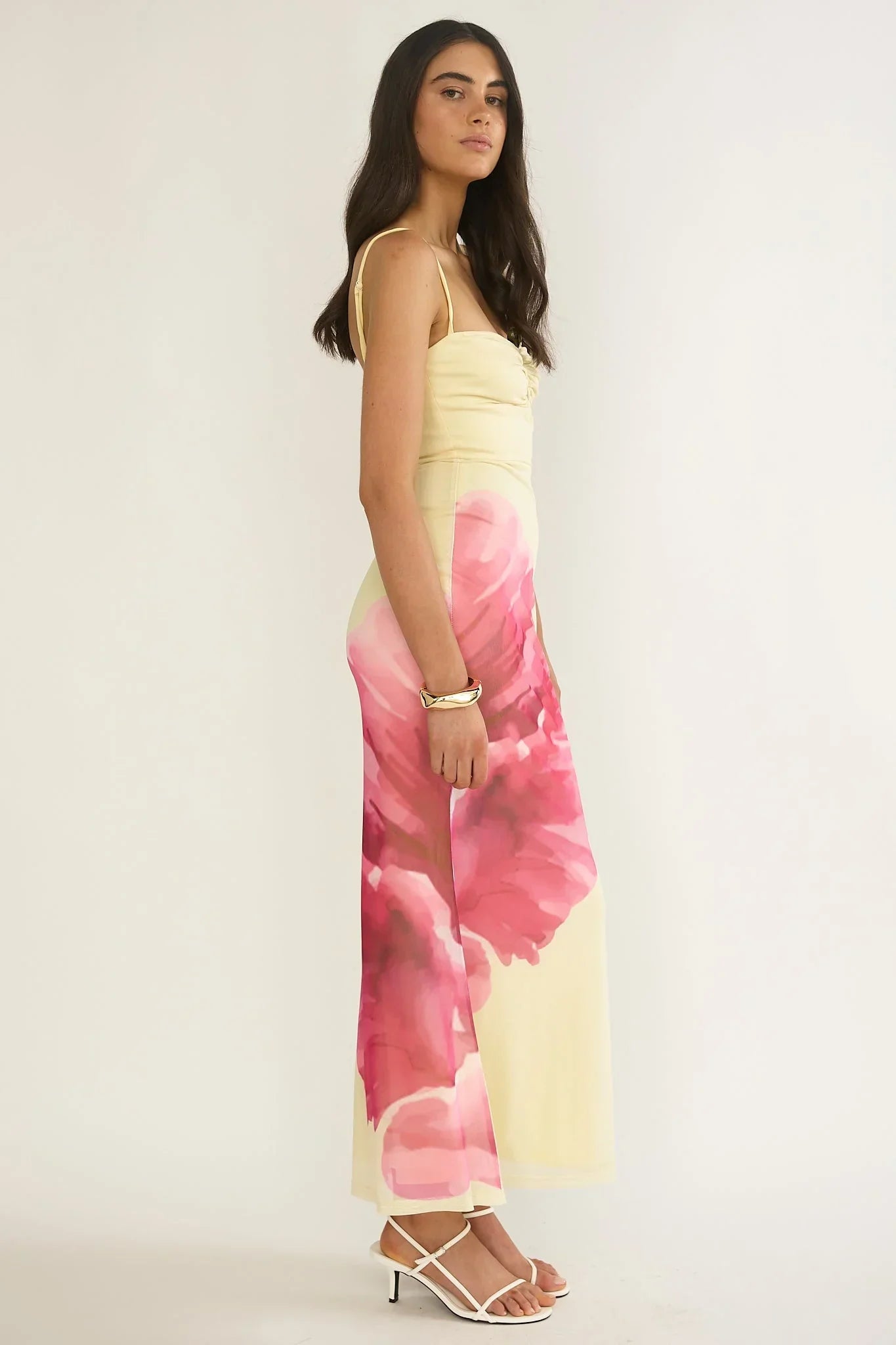 Moonlit Asymmetry Maxi Dress Floral