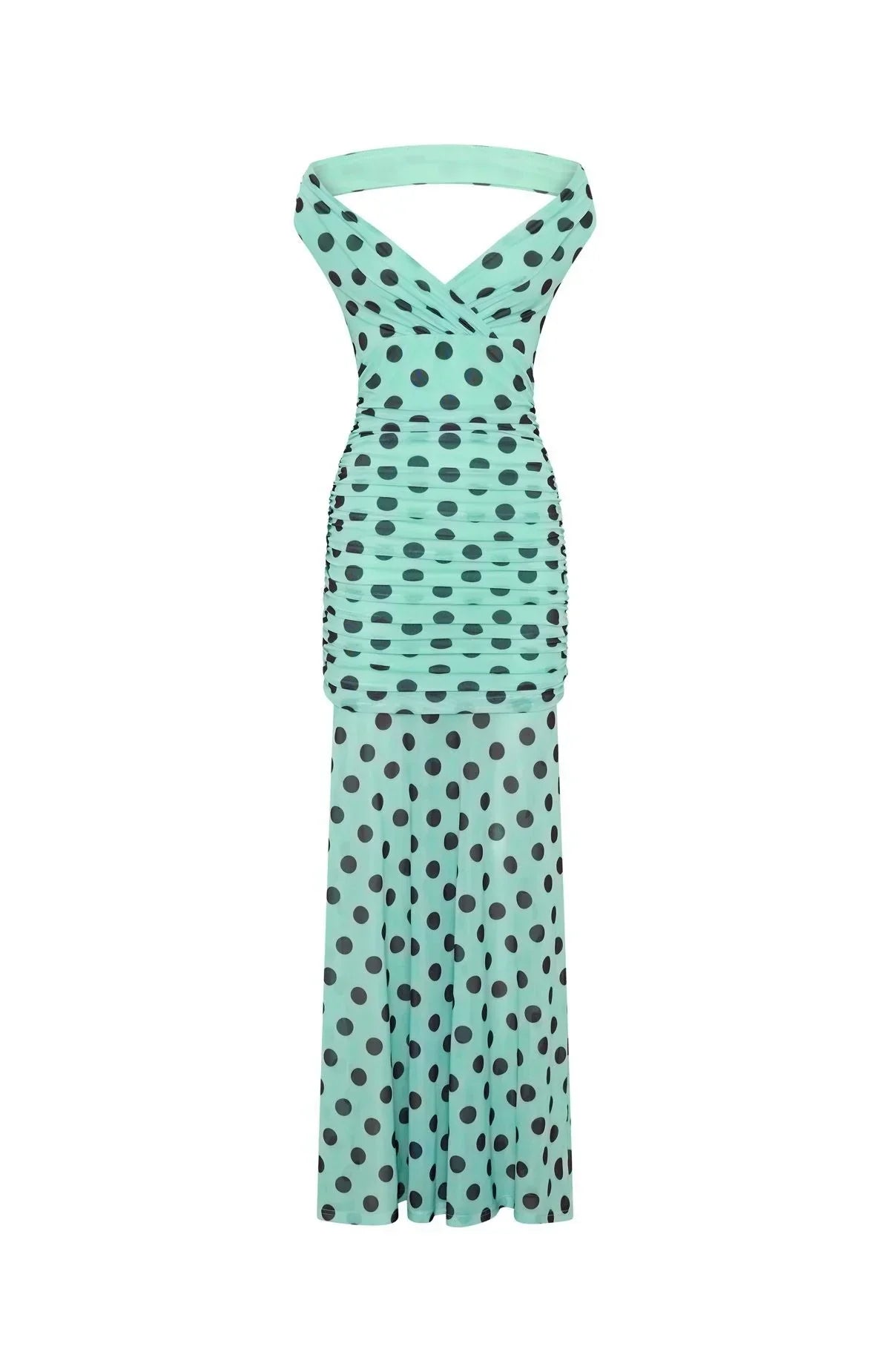 Aqua Polka Maxi Dress