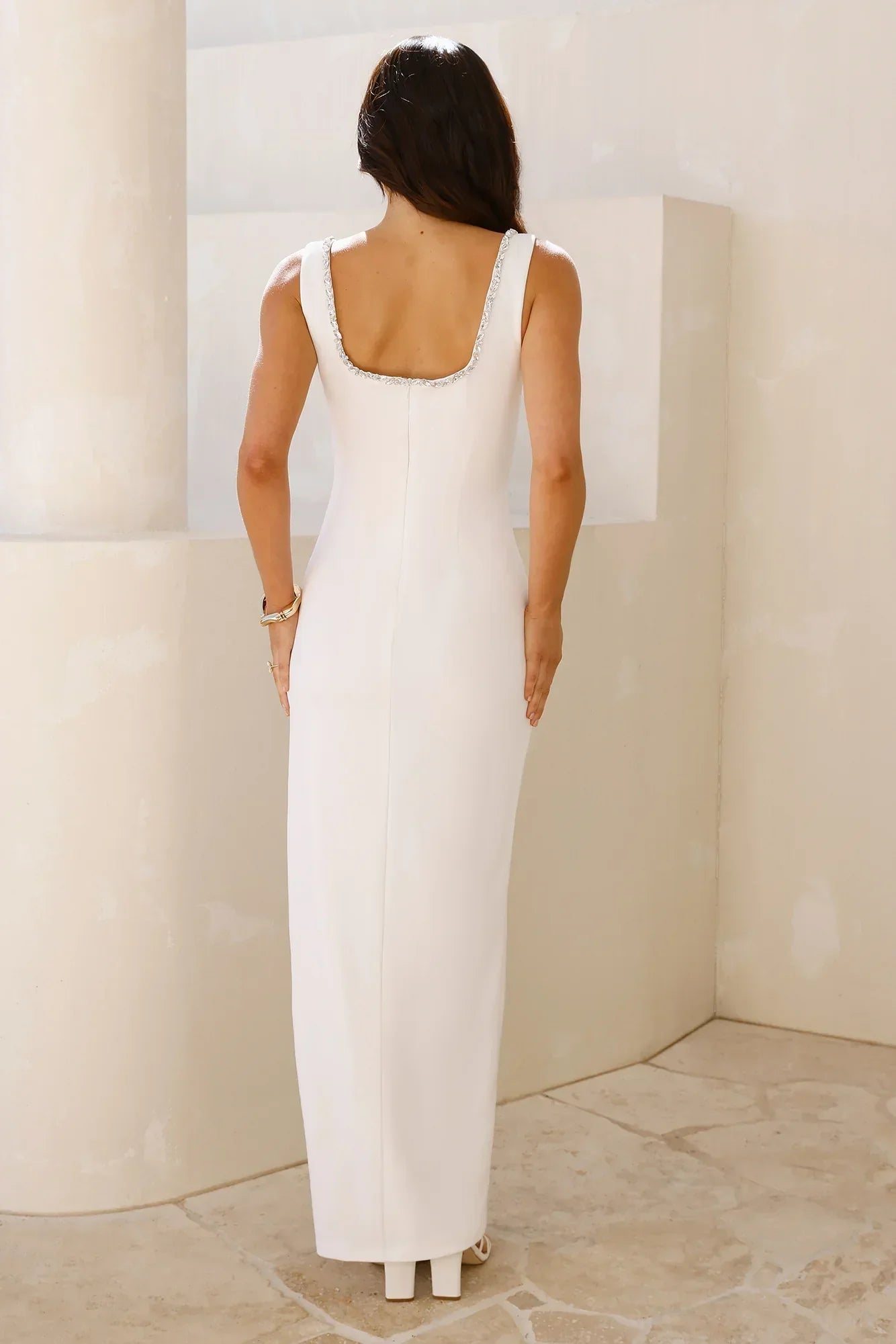 Exotic Soirée Maxi Dress White