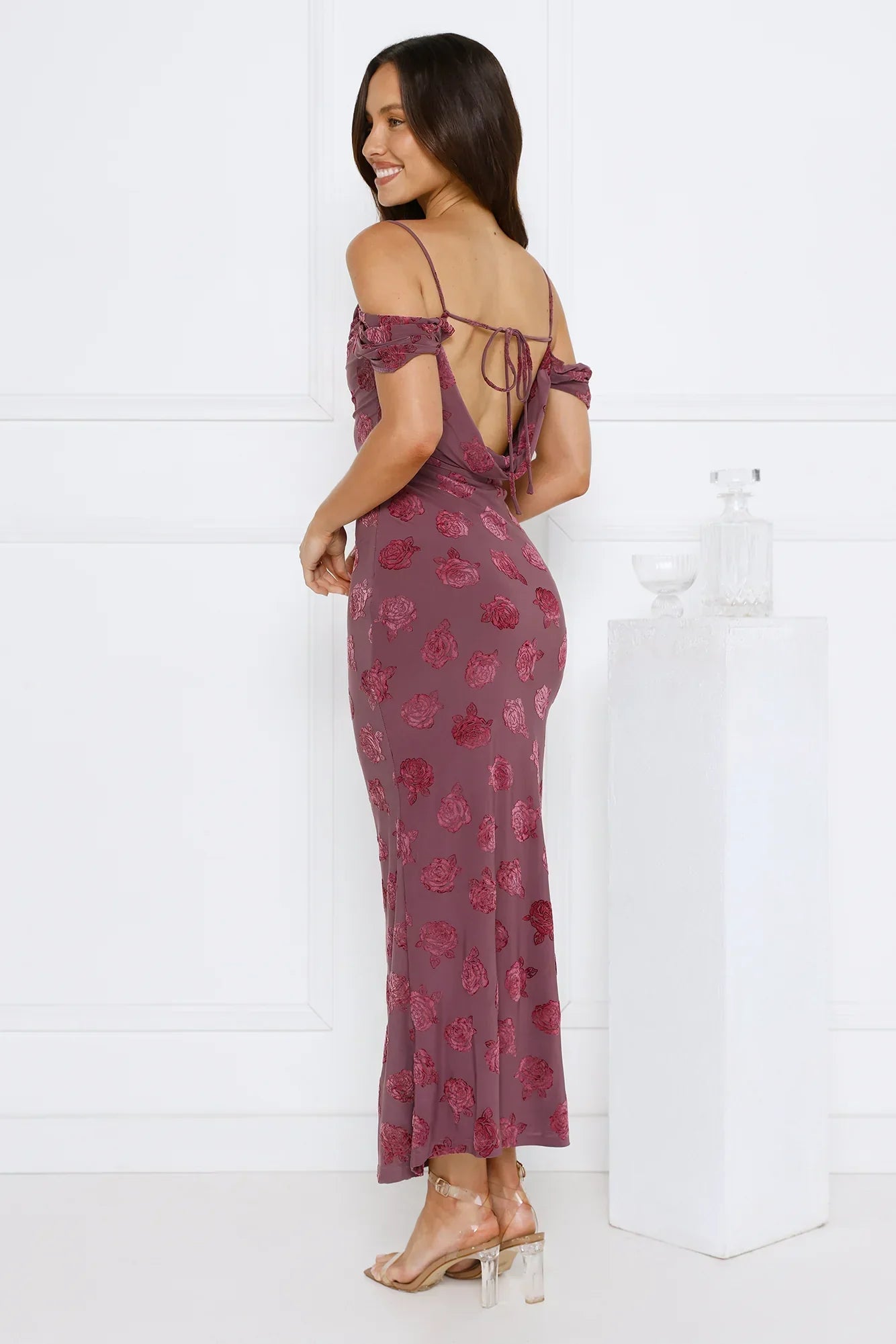 Petal Kiss Off Shoulder Maxi Dress Purple