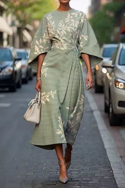 Sage Wrap Midi Dress