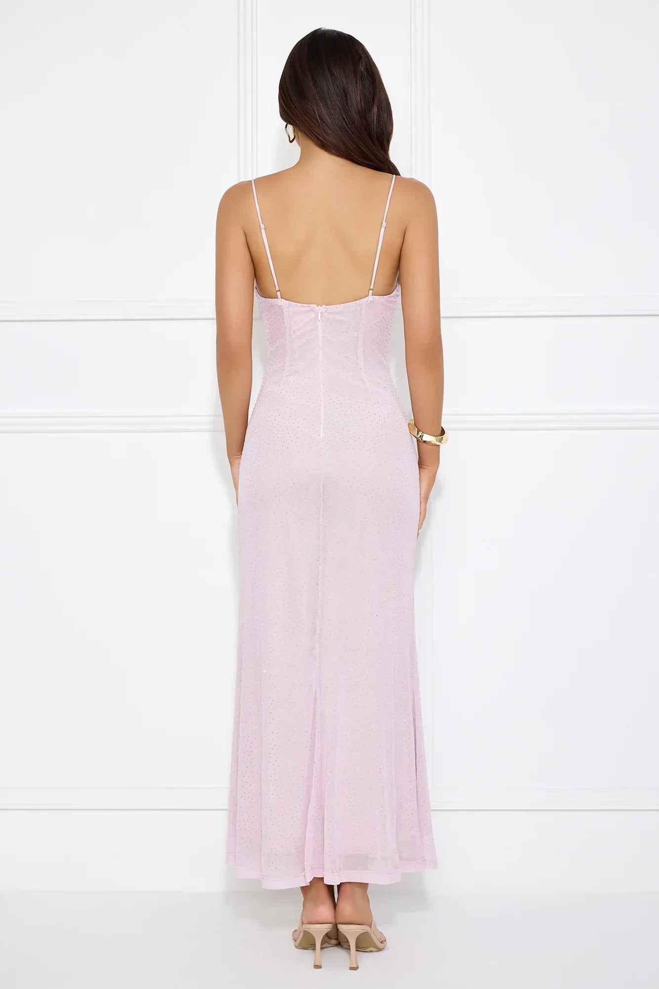 Elevated Status Embellished Mesh Maxi Dress Lilac