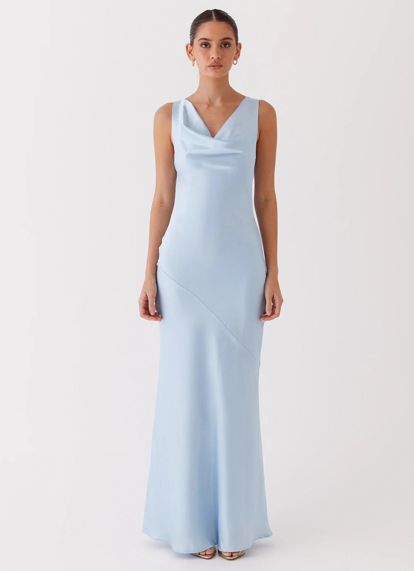 Be Mine Satin Maxi Dress - Blue