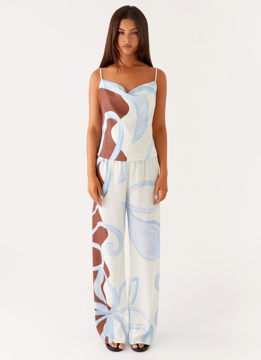 Deacon Low Rise Pants - Bloom Wave Print