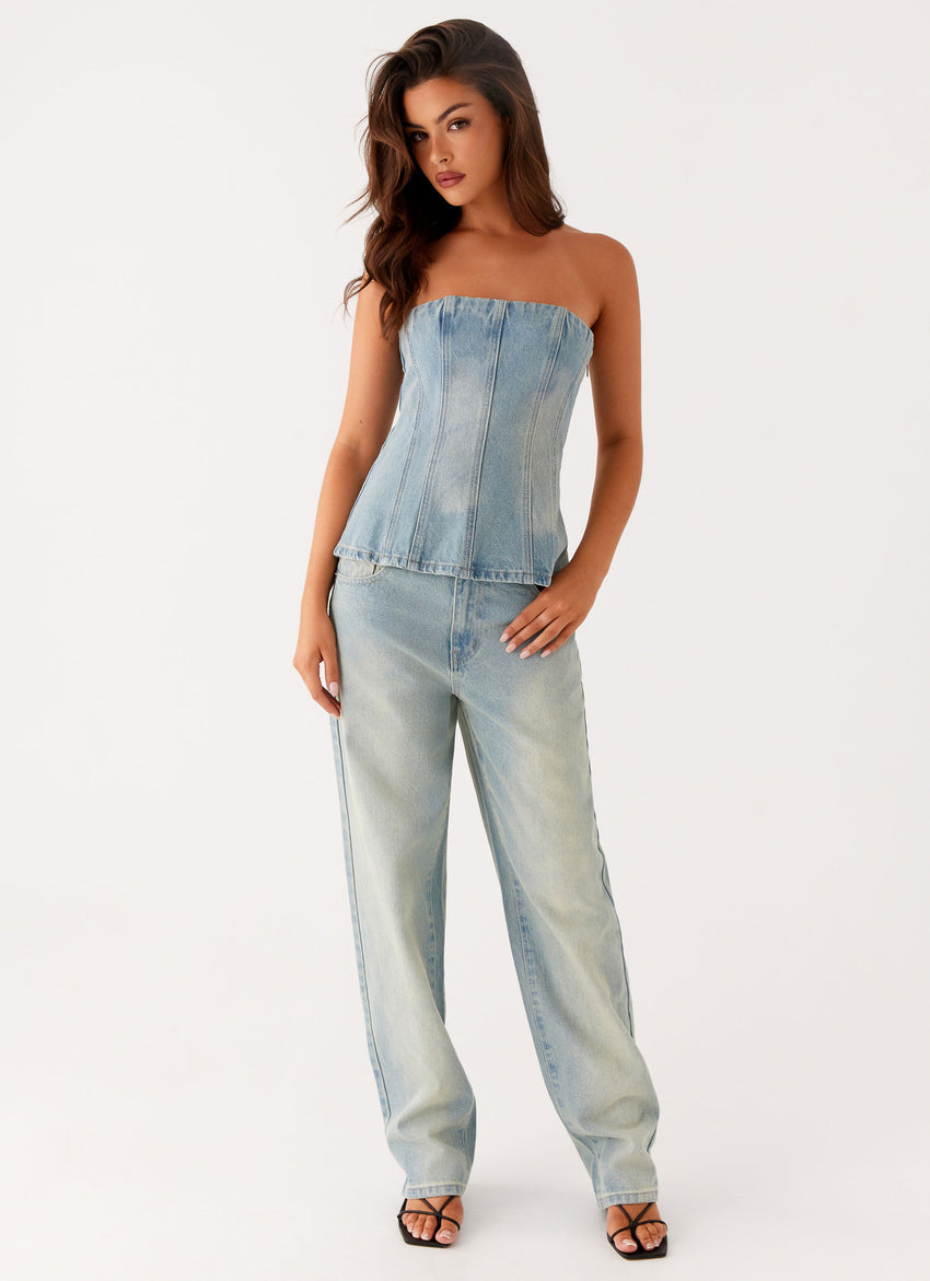 Poppy Low Rise Denim Jeans - Vintage Denim