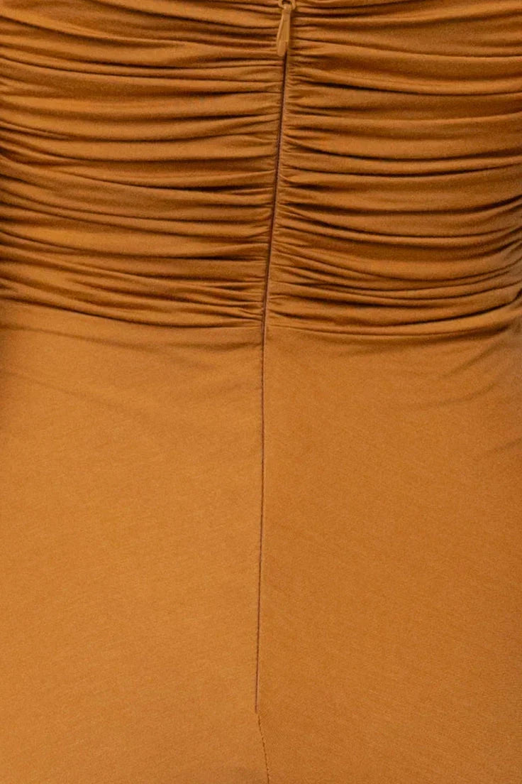 Brown Atlantis Drape Maxi Dress