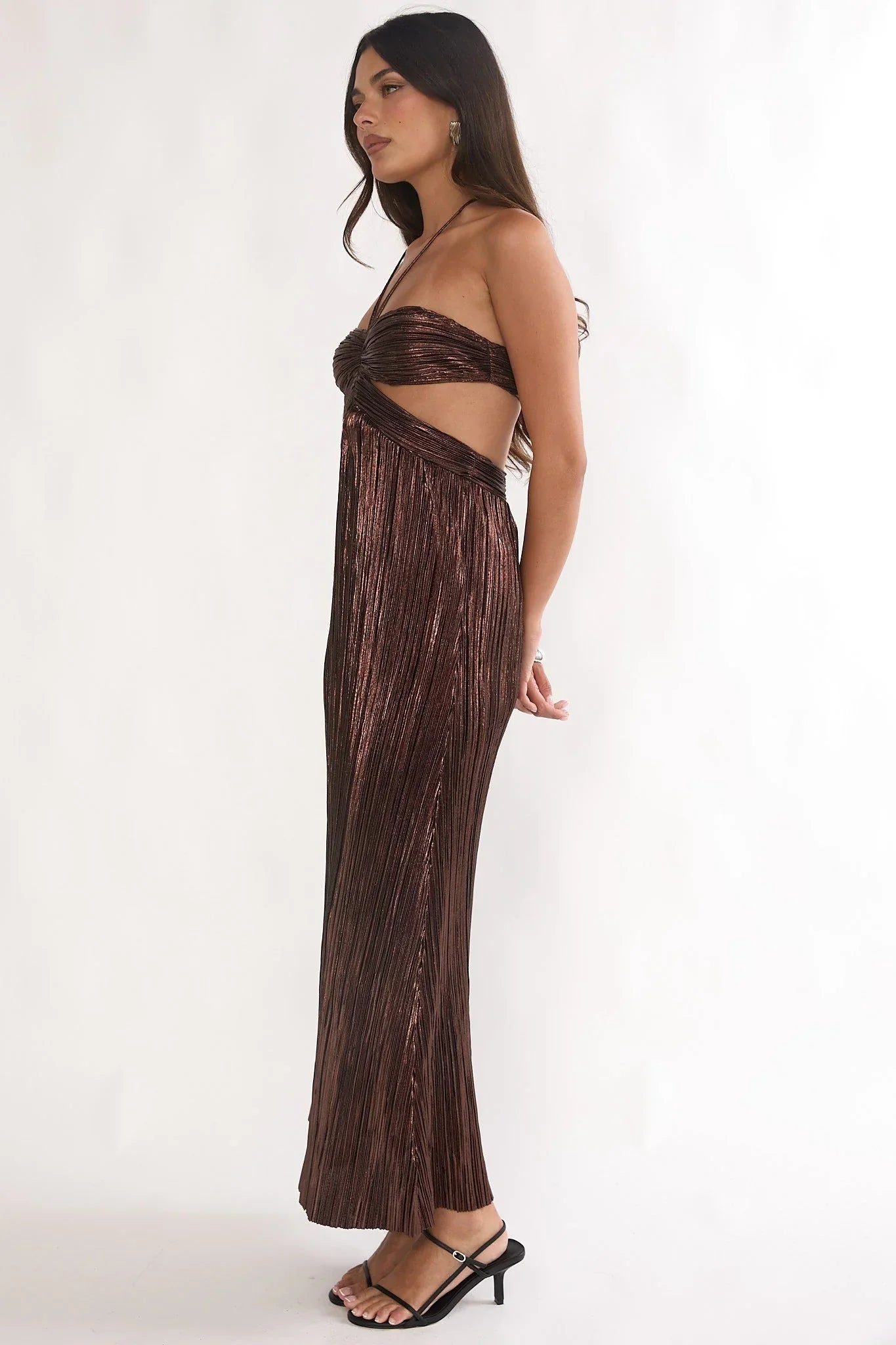 Isle Cut-Out Halter Maxi Dress Gold