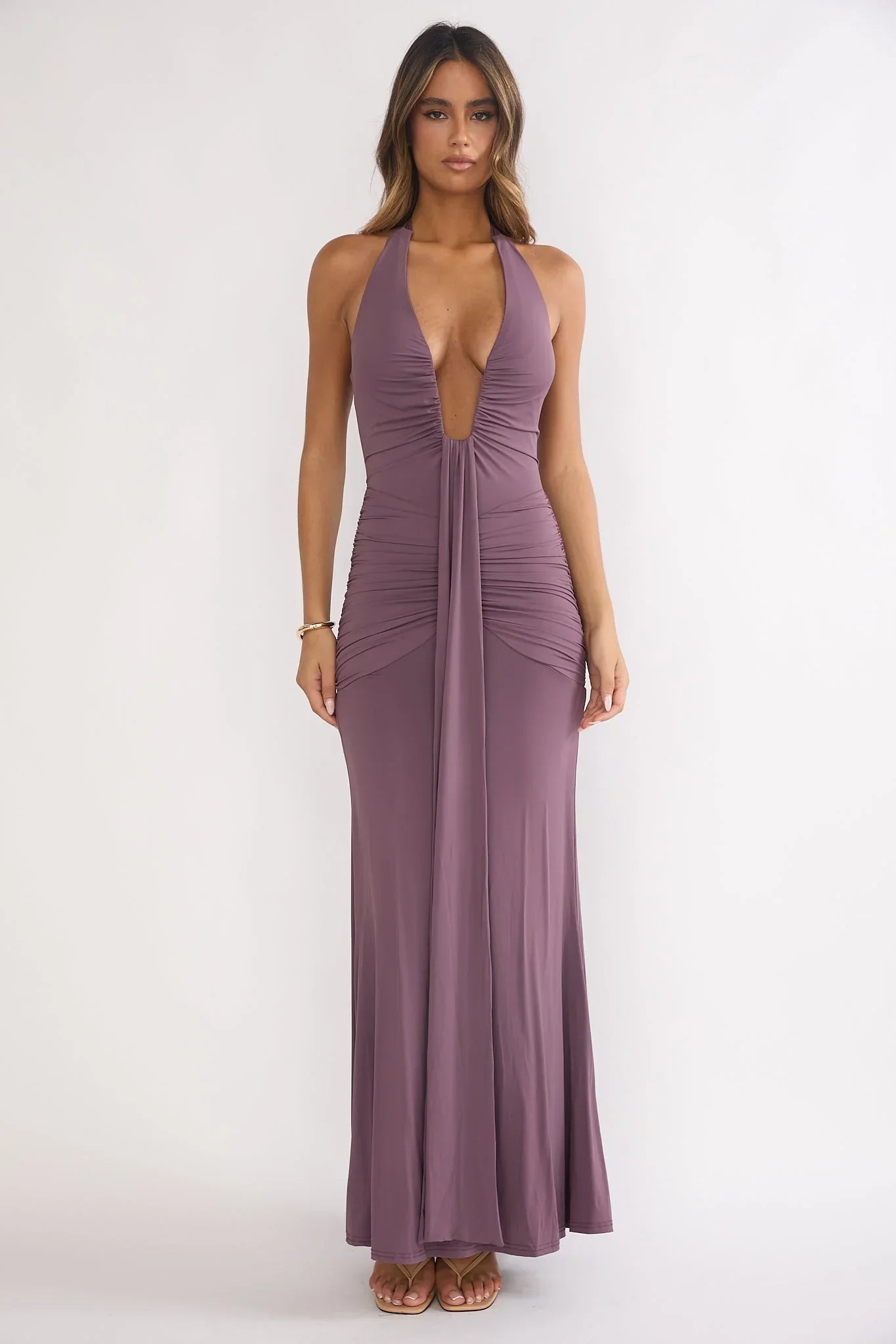 Brienna Halter Maxi Dress Mauve