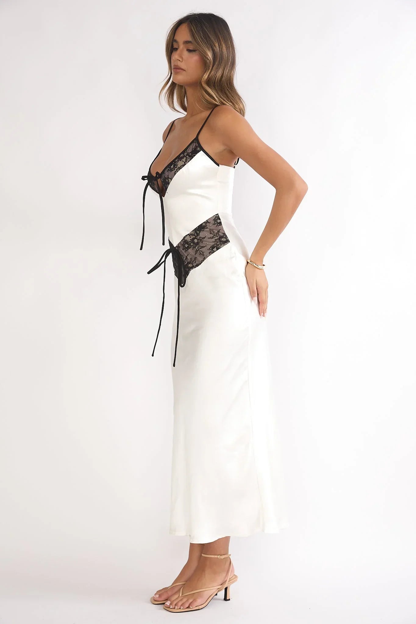 Luna Lace Trim Maxi Dress Oyster