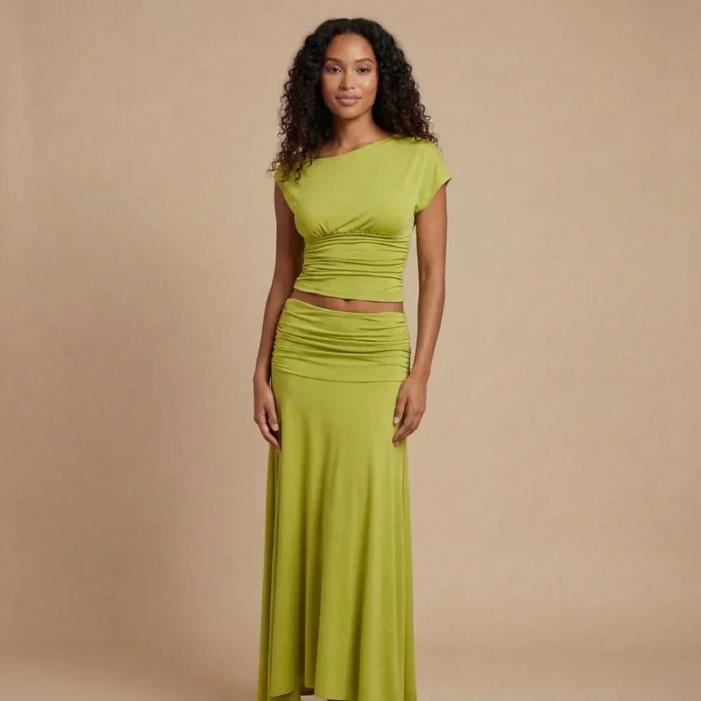 Paisley Ruched Maxi Set Maxi Dress