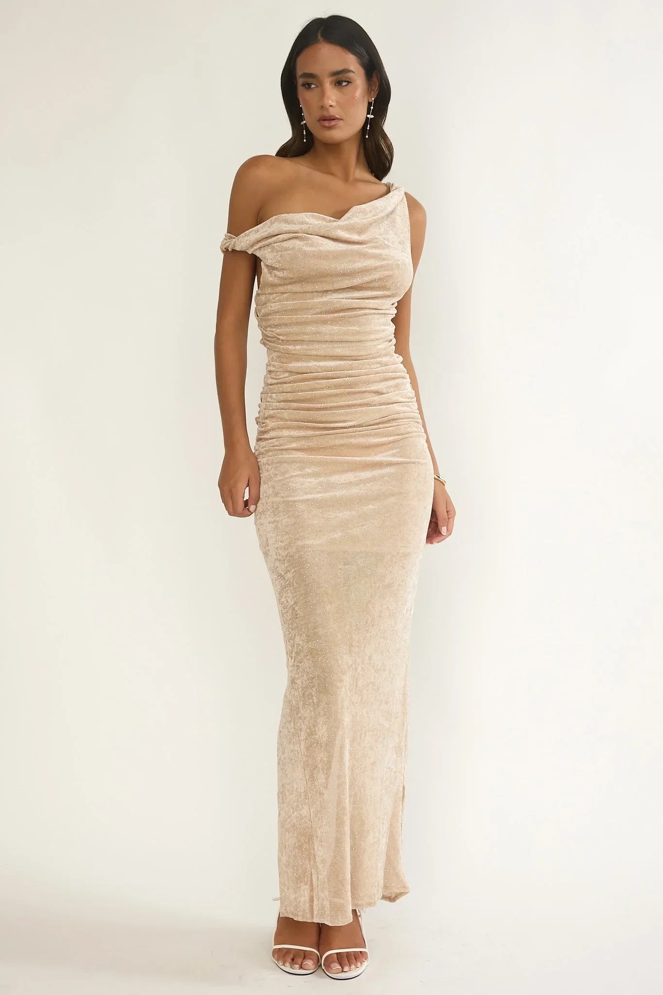 Callen Ruched Maxi Dress Champagne