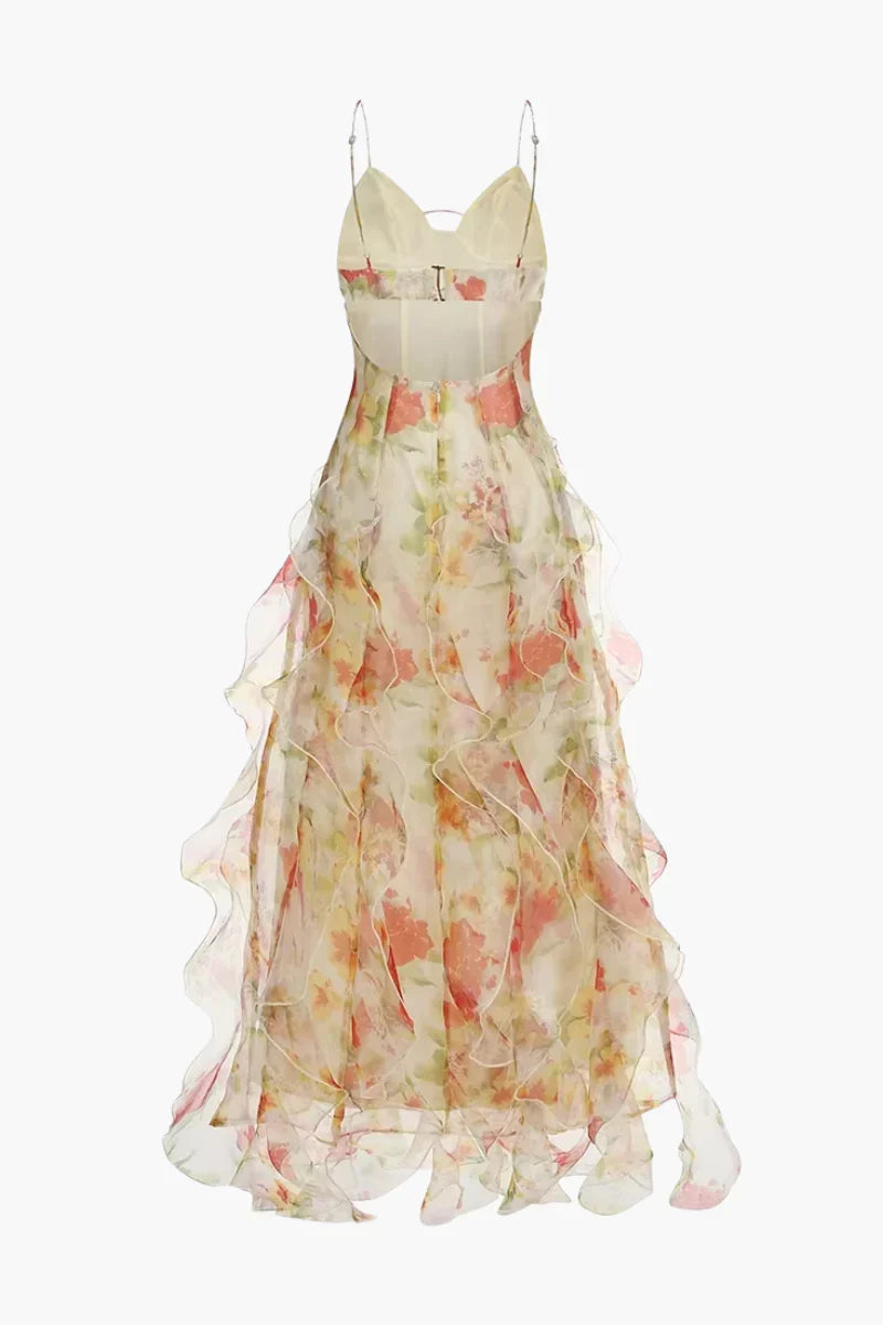 Duttini | Floral Print Ruffled Maxi Dress