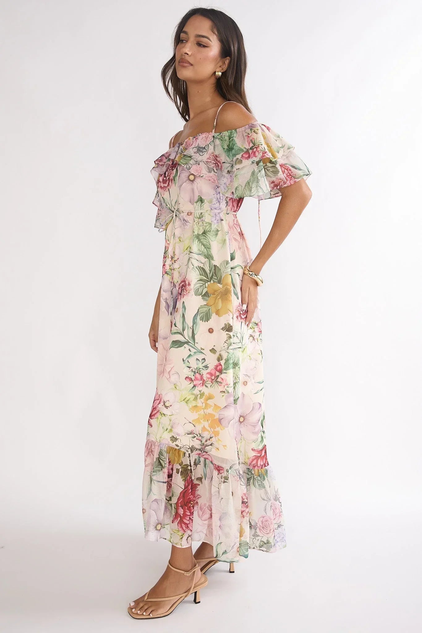 Ivelle Ruffle Maxi Dress Floral