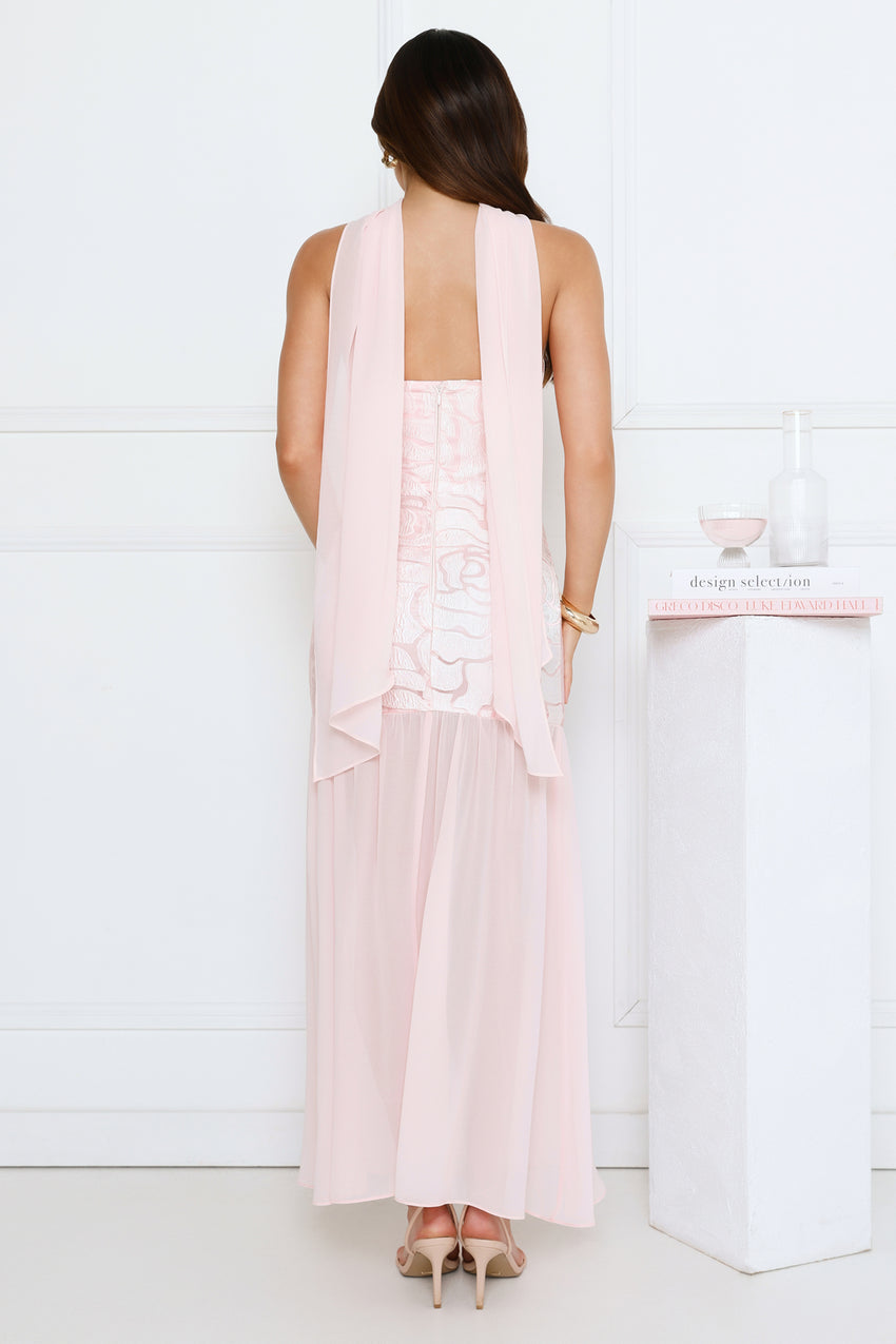 Sophisticated Night Strapless Maxi Dress Pink