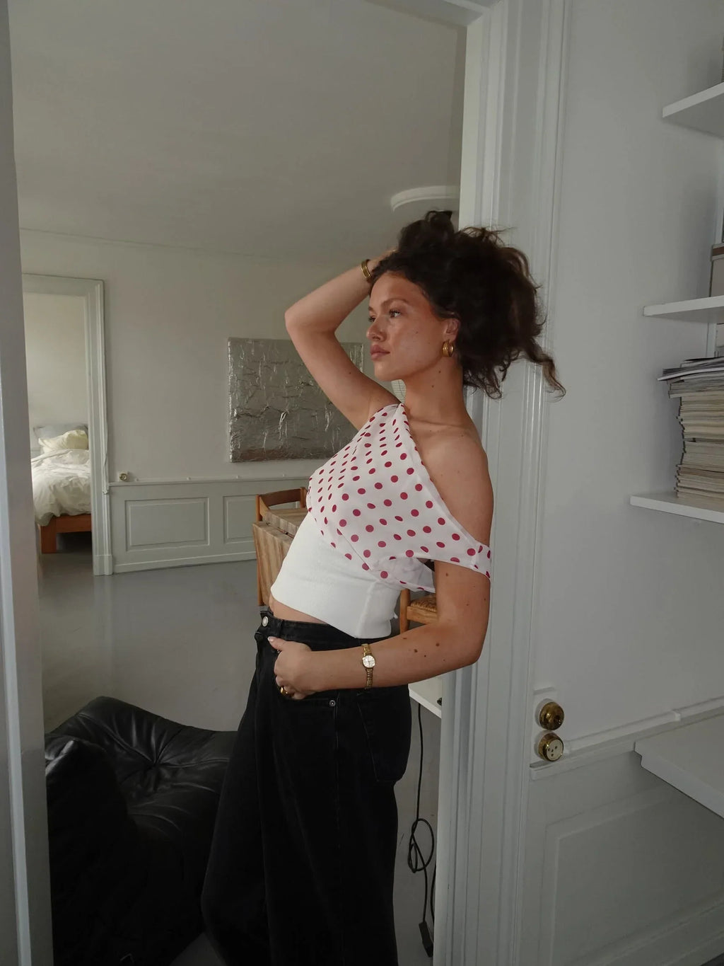 Sienna Draped Polka Dot Crop Top