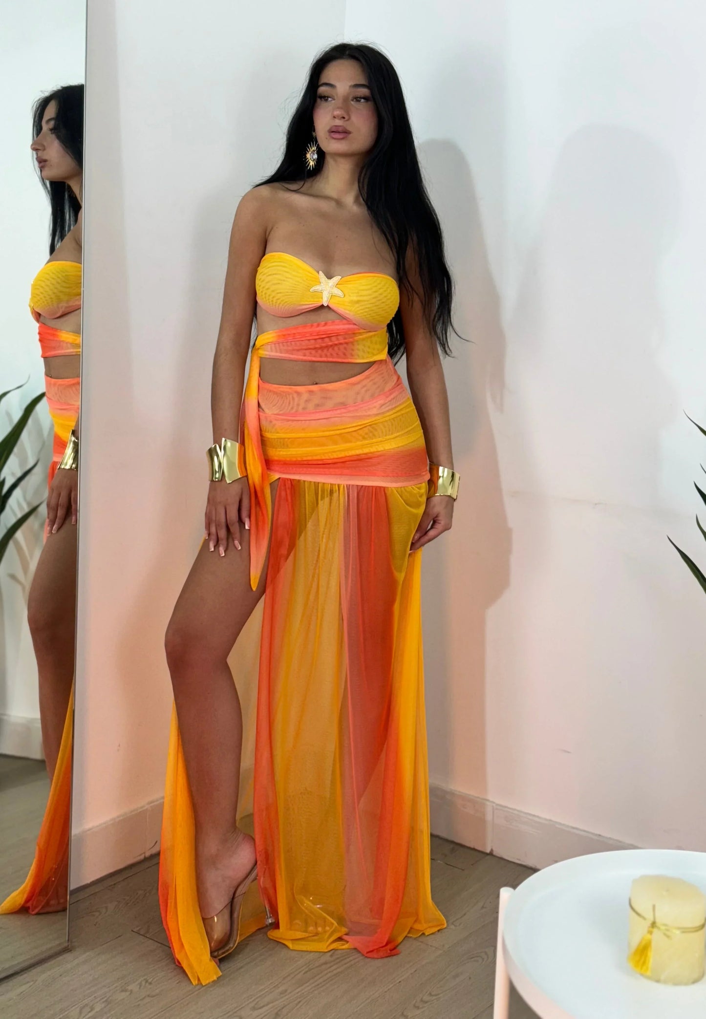 Talia Mesh Set Maxi Dress