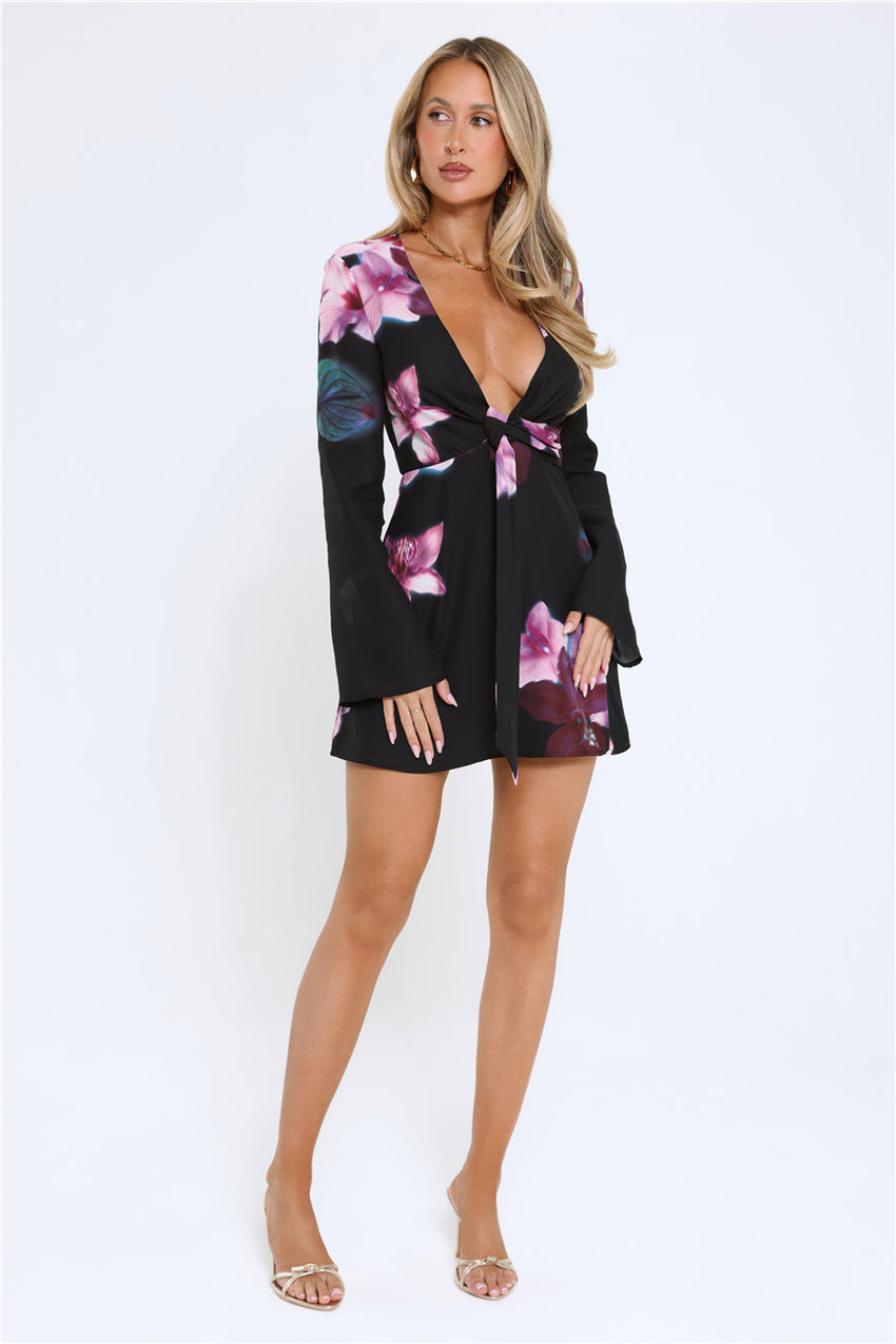Twilight Bloom Dream Long Sleeve Mini Dress Floral