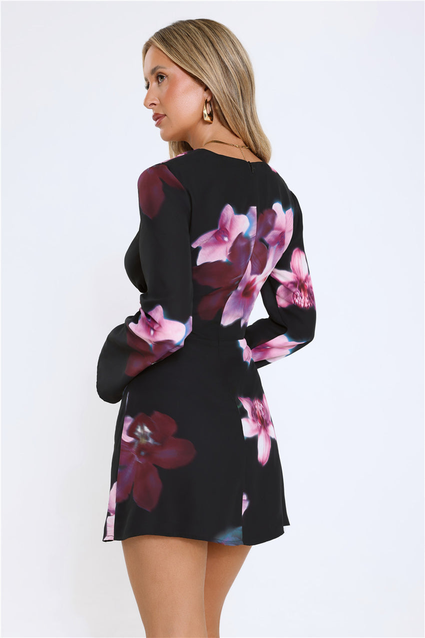 Twilight Bloom Dream Long Sleeve Mini Dress Floral