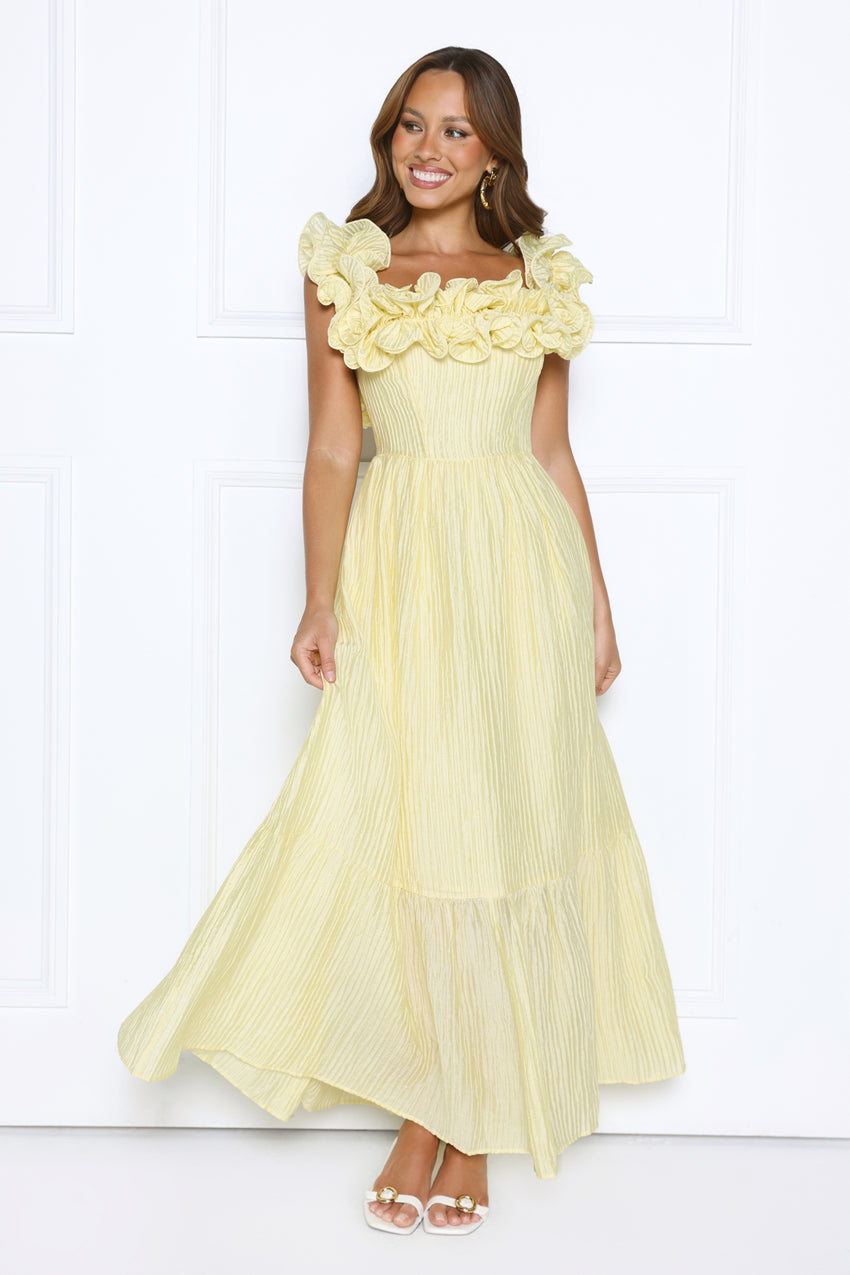 Magnetic Energy Off Shoulder Maxi Dress Yellow