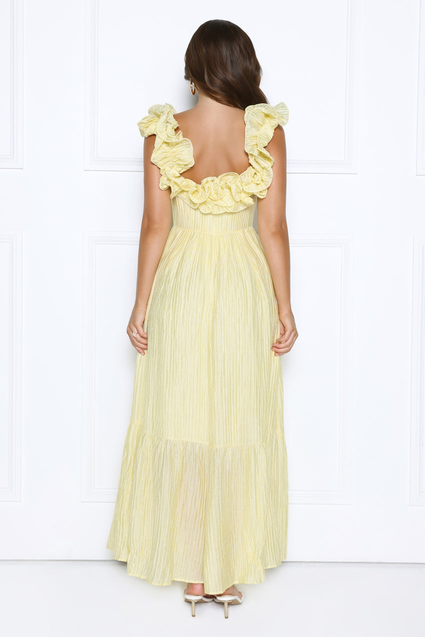 Magnetic Energy Off Shoulder Maxi Dress Yellow