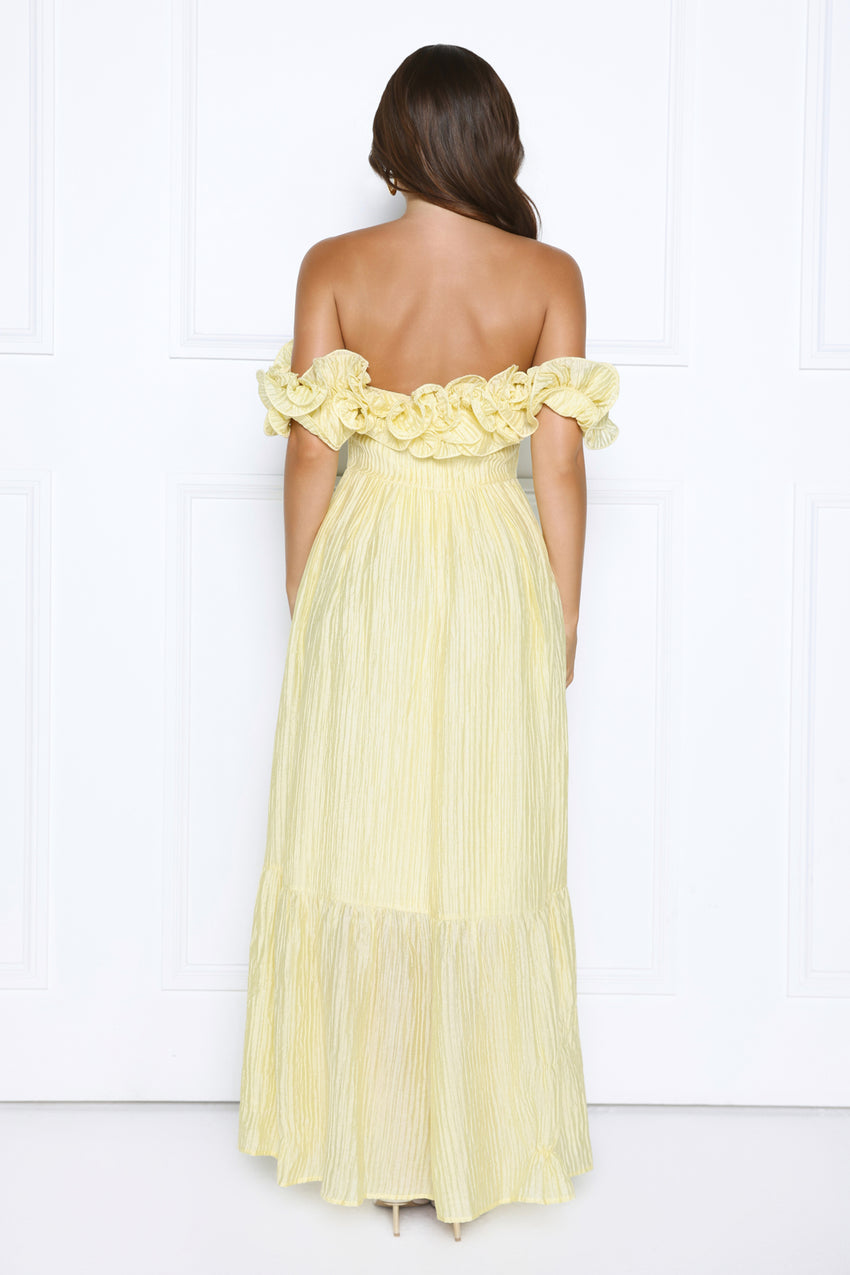 Magnetic Energy Off Shoulder Maxi Dress Yellow