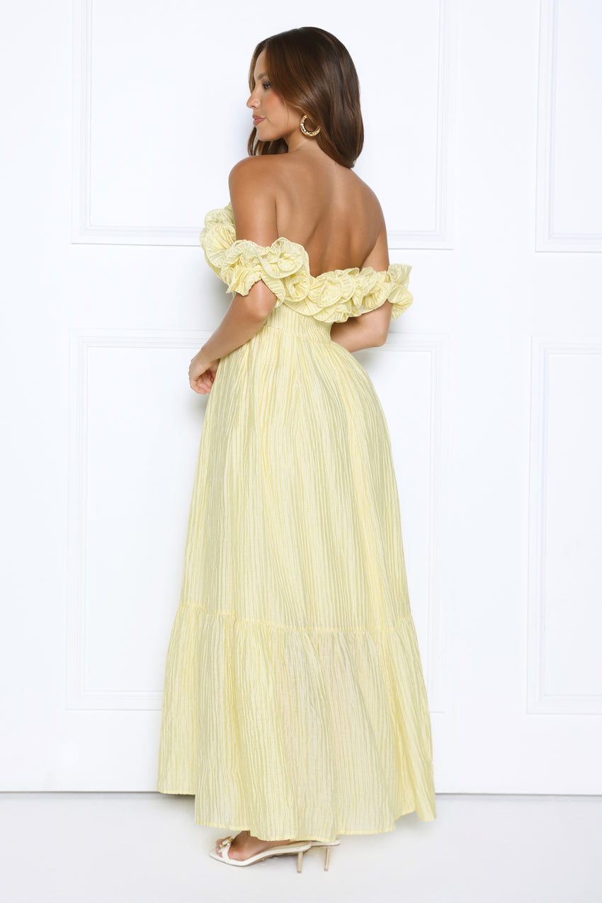 Magnetic Energy Off Shoulder Maxi Dress Yellow
