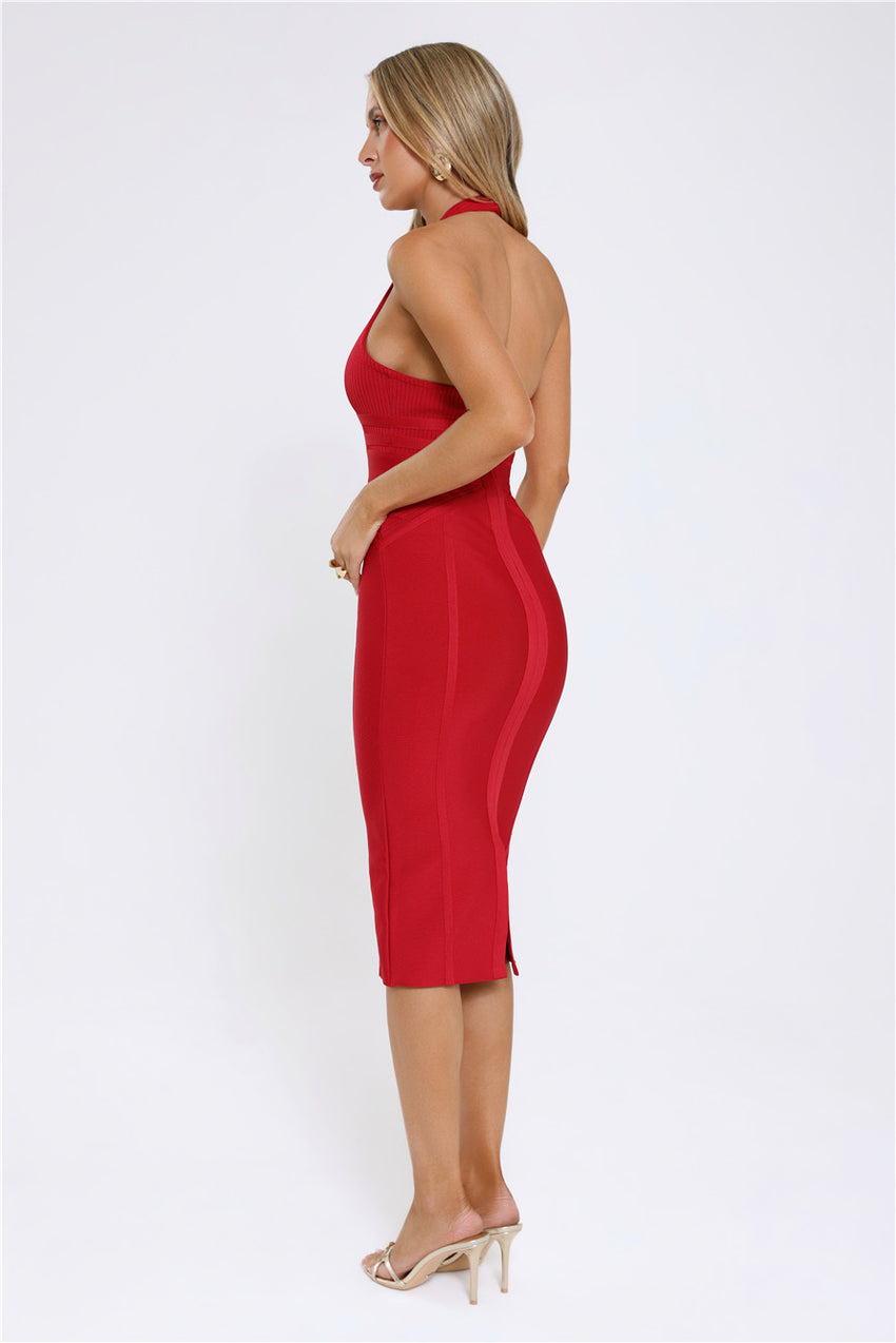 Not Your Girl Bandage Midi Dress Red
