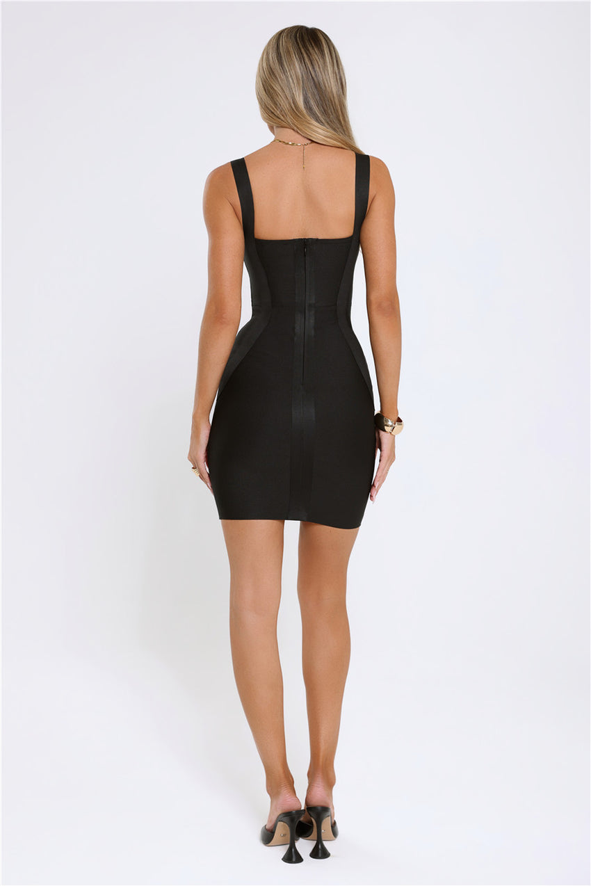 Level Up Bandage Mini Dress Black